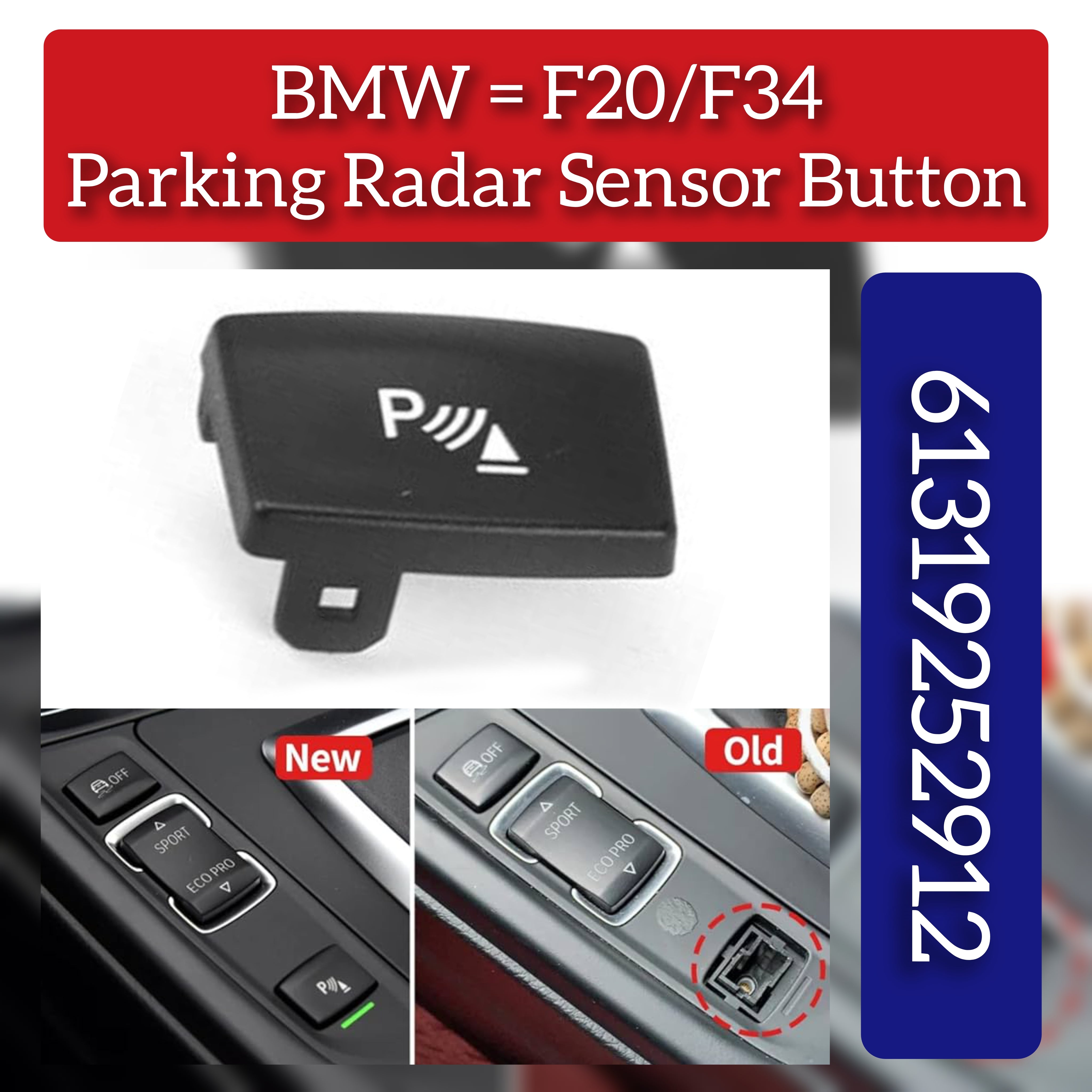 Radar Sensor Button 61319252912 Compatible With BMW & 1 Series F20 2015-2018 & 3 Series F34 GT 2013-2016