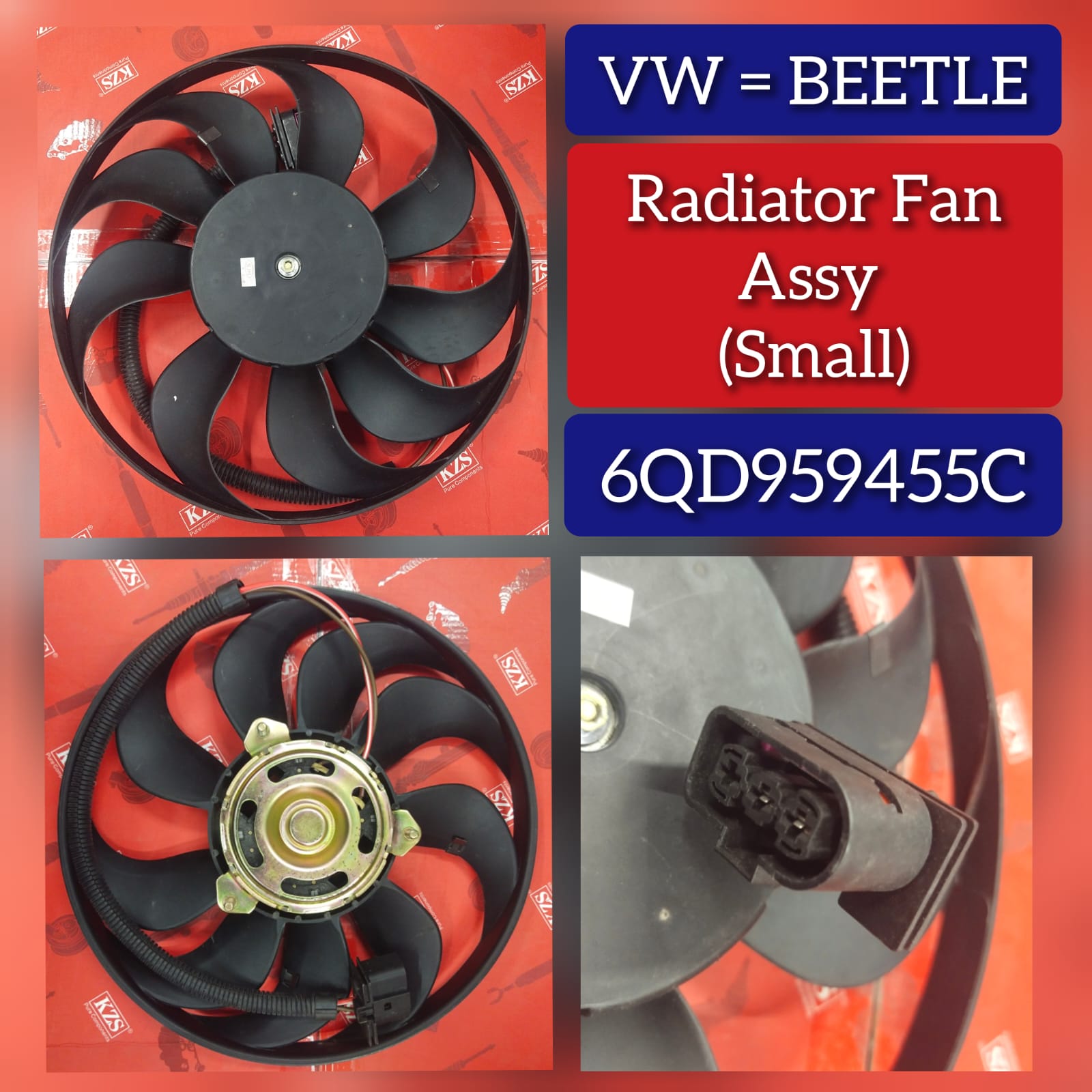Engine Cooling Fan Motor Fan Assembly (Small) 6QD959455C Compatible With SKODA FABIA II (542) & OCTAVIA I (1U2) & VW NEW BEETLE (9C1, 1C1)