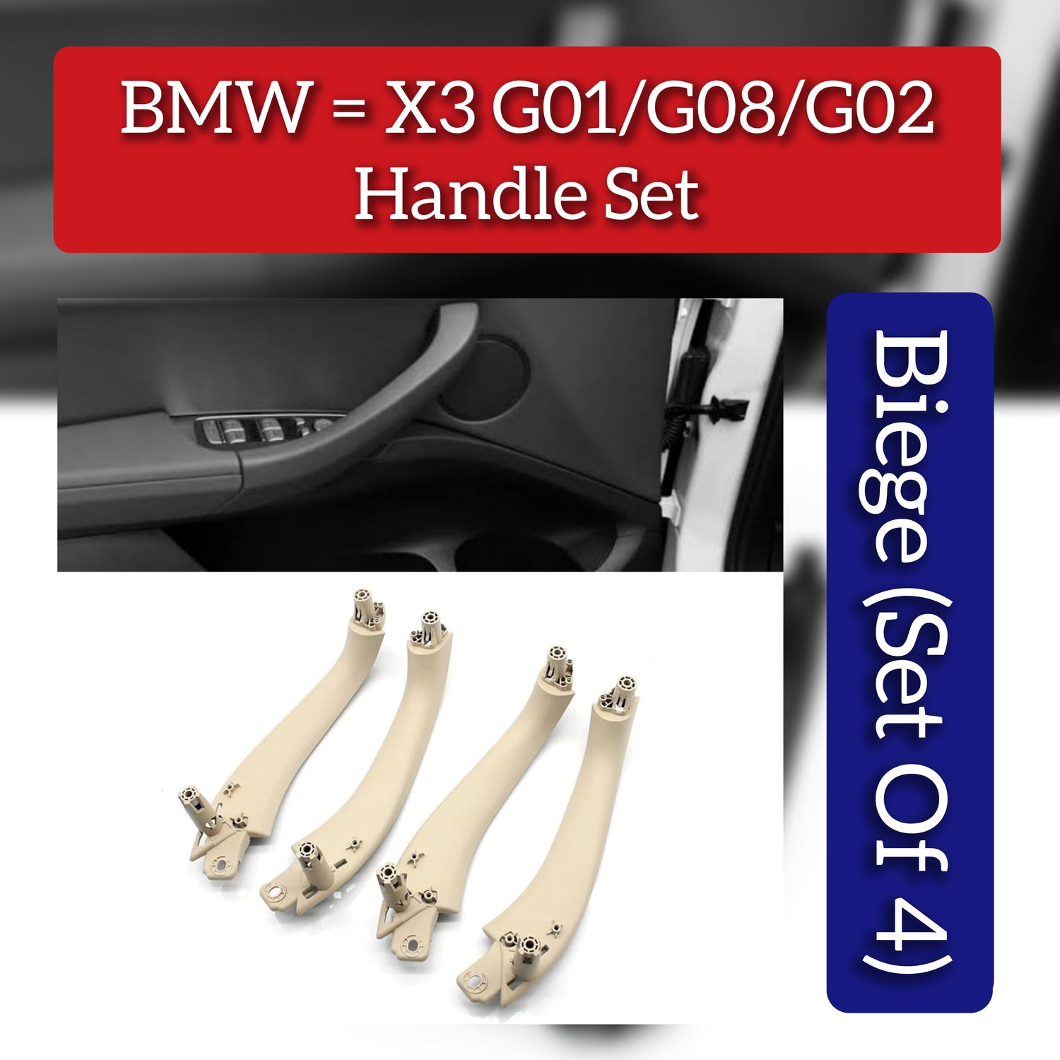 Inner Door Inside Pull Handle Set Beige 51419109613 51419109614 Compatible With BMW X3 X4   G01 G08 F97 G02 F98