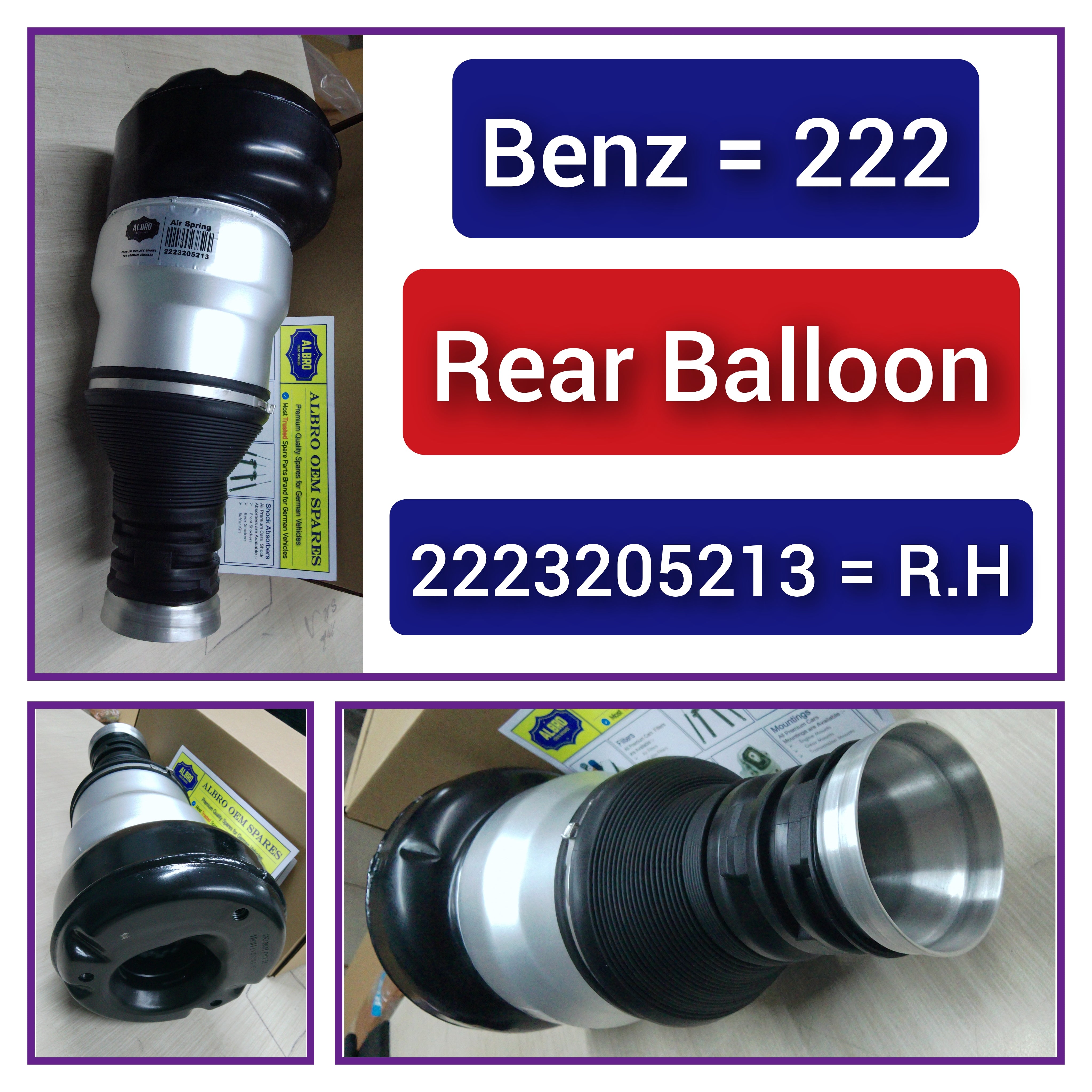Rear Right Air Suspension Spring 2223203000 2223205213 2223206001  2223207413 Compatible With MERCEDES-BENZ S-CLASS W222