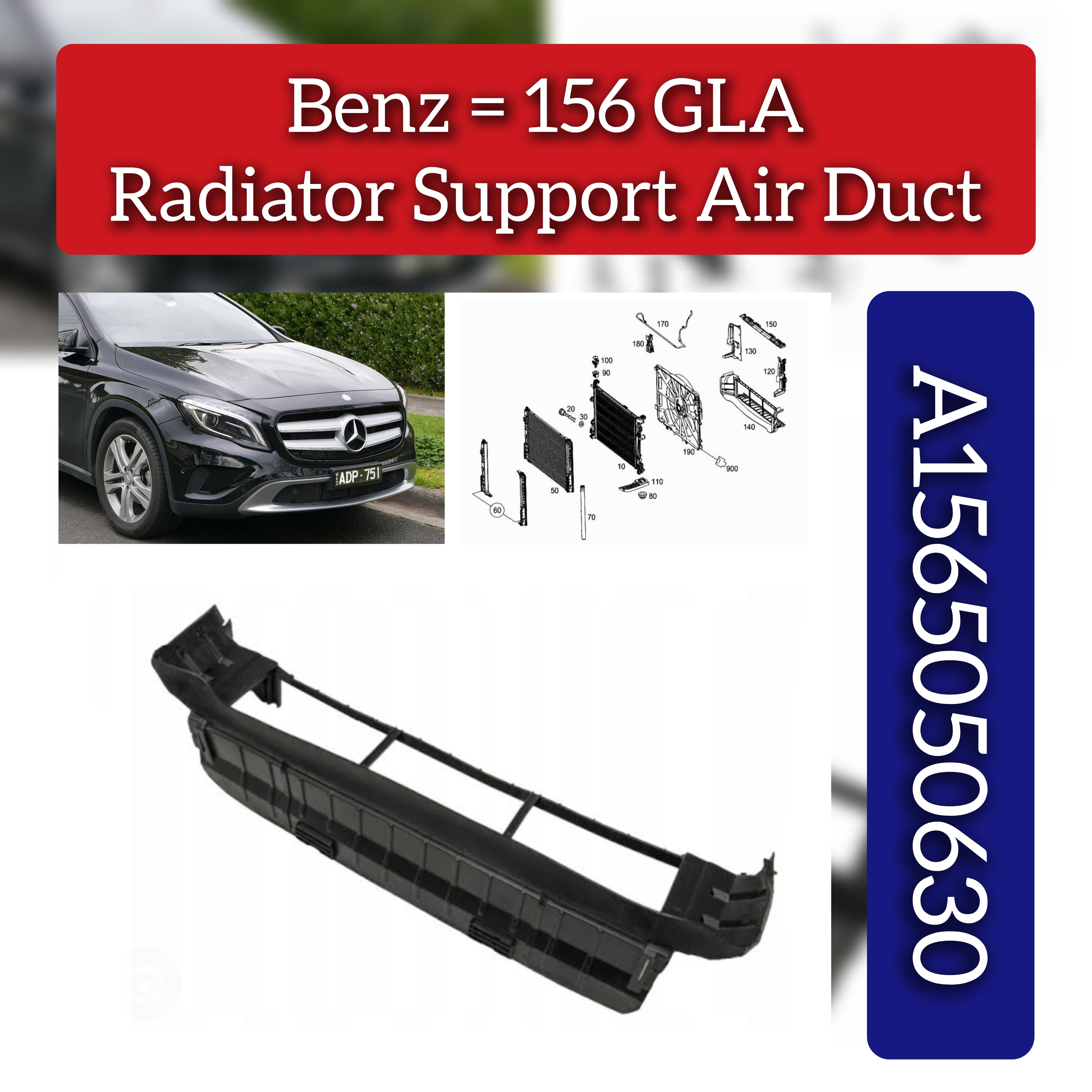 Radiator Support Air Duct A1565050630 Compatible With Mercedes Benz  GLA CLASS W156