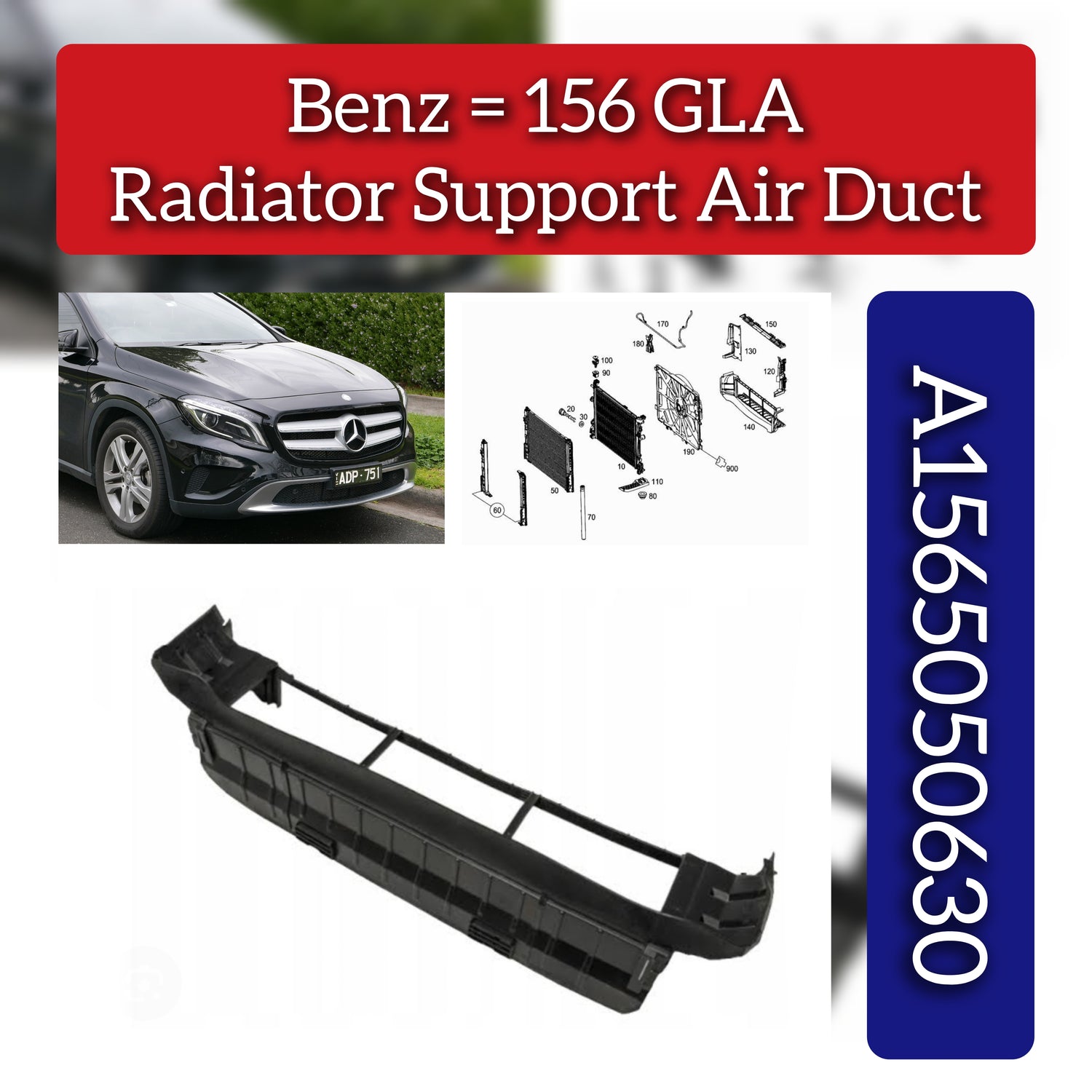 Radiator Support Air Duct A1565050630 Compatible With Mercedes Benz  GLA CLASS W156