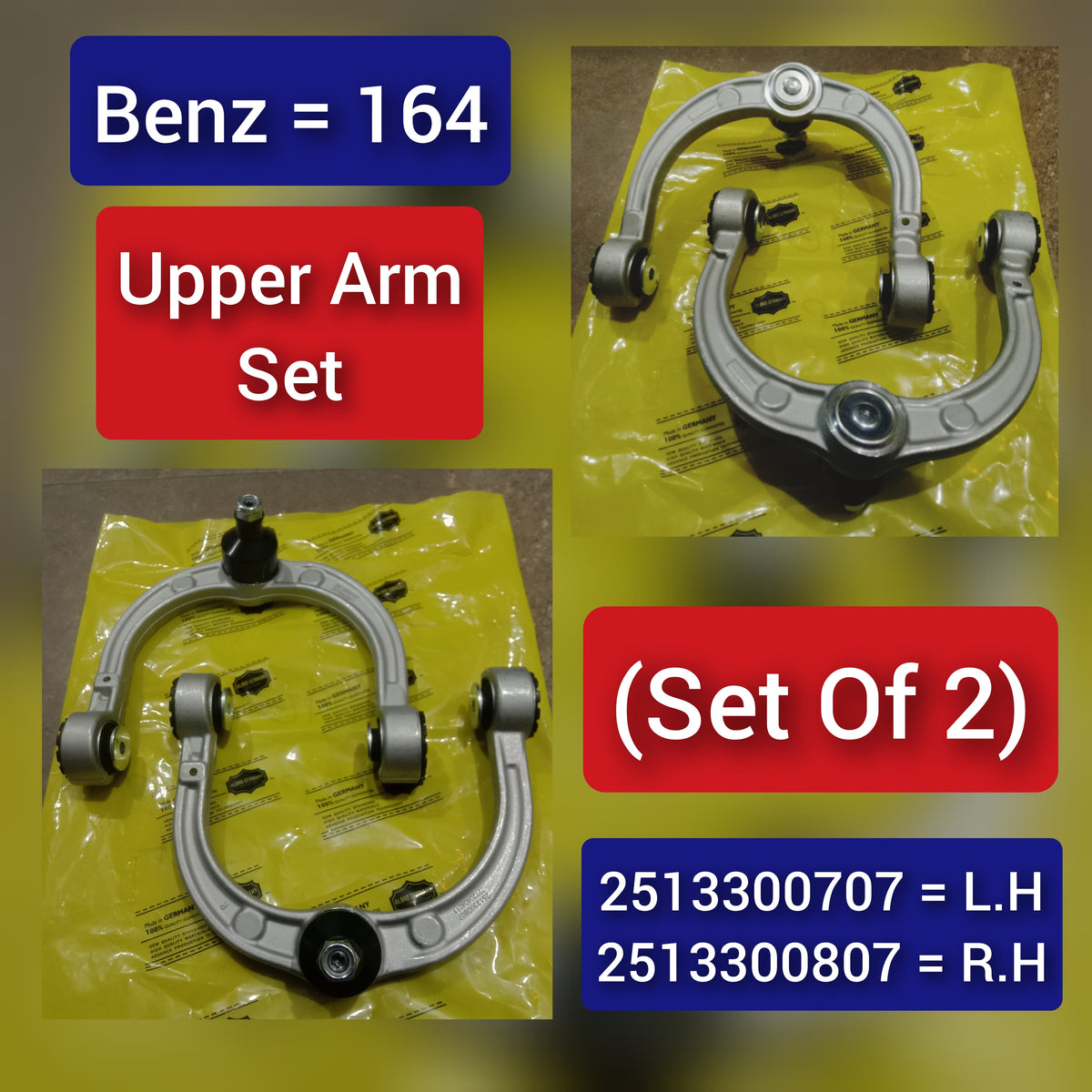 Front Upper Control Arm (Set Of 2) Left 2513300707 & Right 2513300807 Compatible with MERCEDES-BENZ GL-CLASS (X164) & M-CLASS (W164) & R-CLASS (W251, V251)