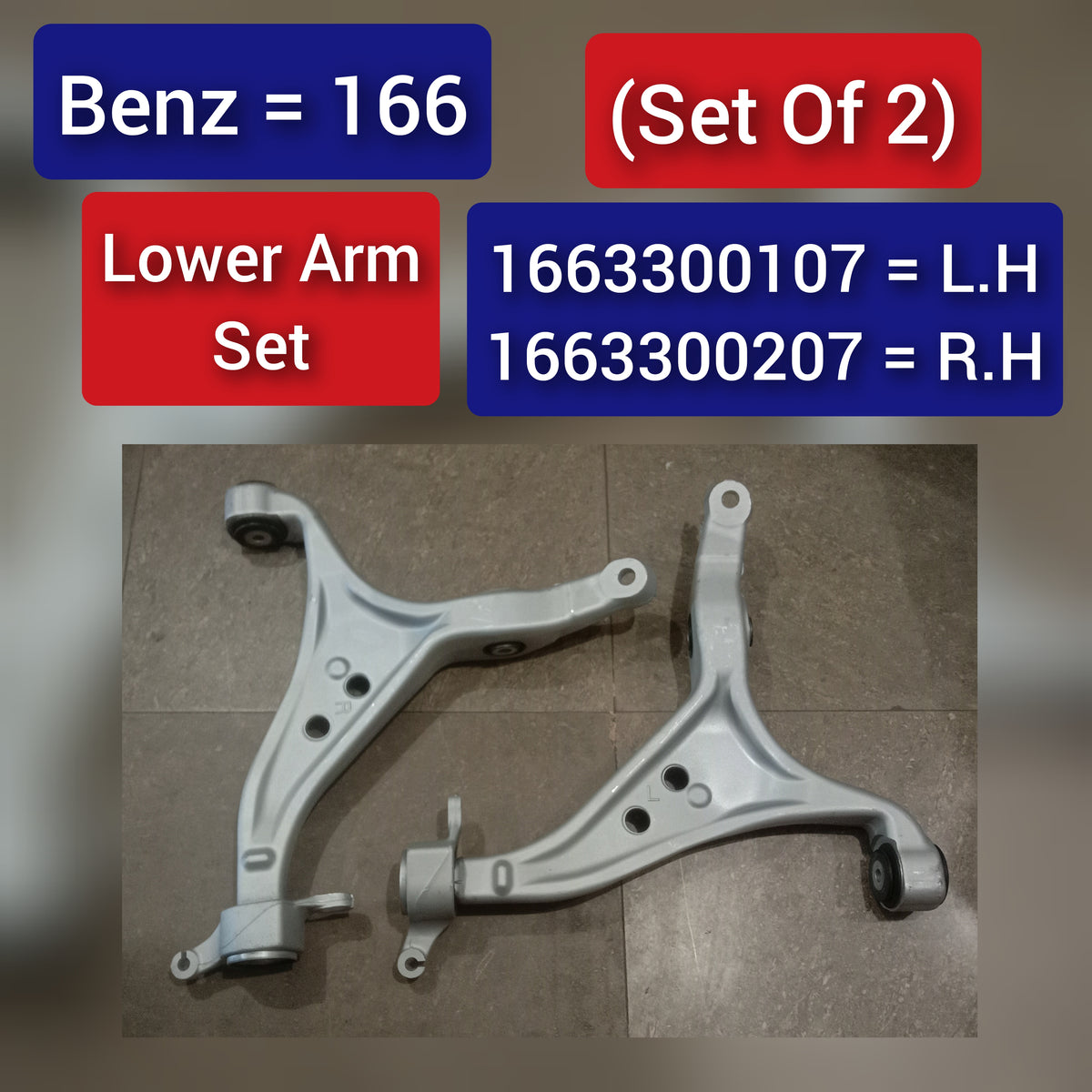 Front Lower Control Arm (Set Of 2) Left 1663300107 & Right 1663300207 Compatible with MERCEDES-BENZ GL-CLASS (X166) & GLE (W166) & GLS (X166)