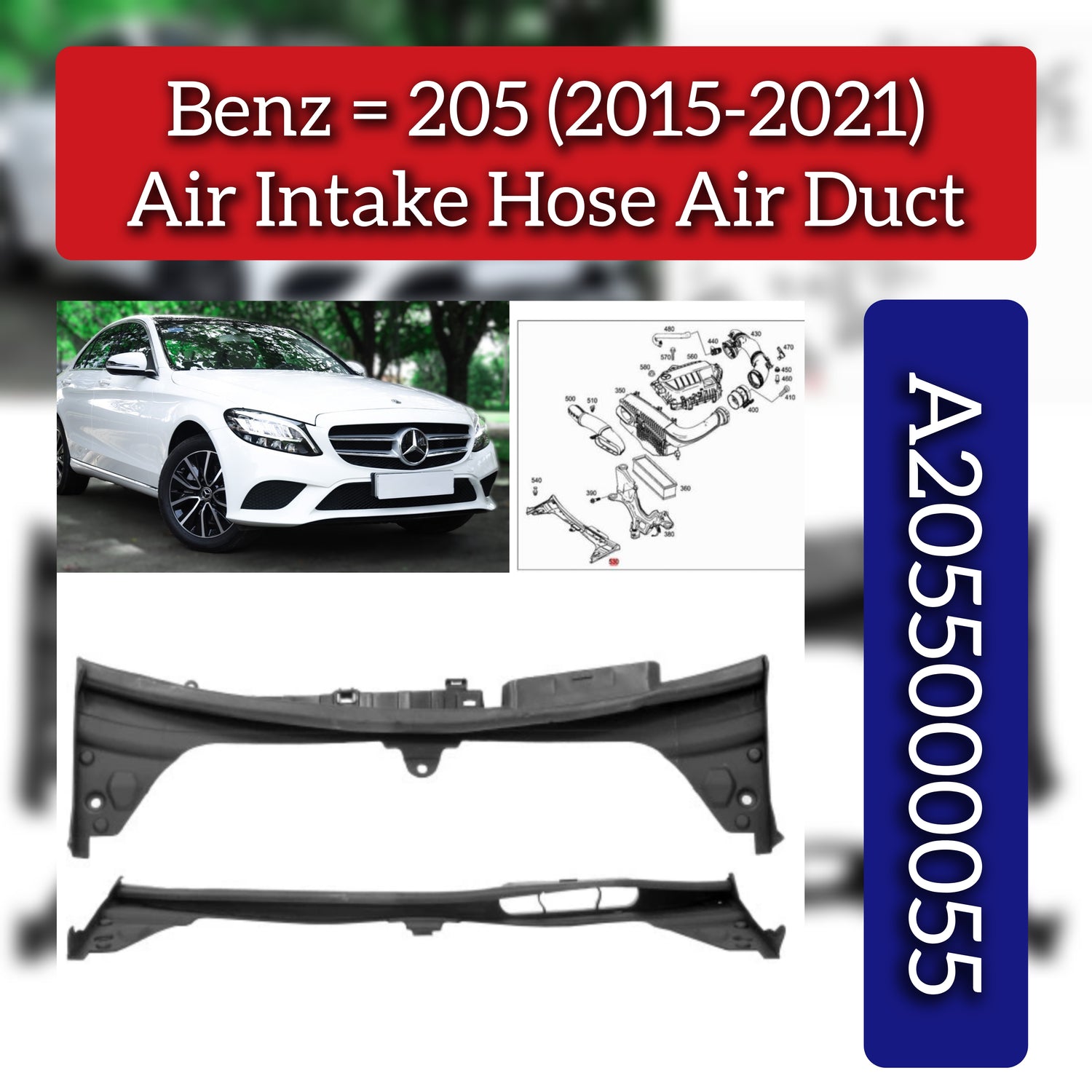 Air Intake Hose Air Duct 2055000055 Compatible With Mercedes Benz W205 (2014-21)