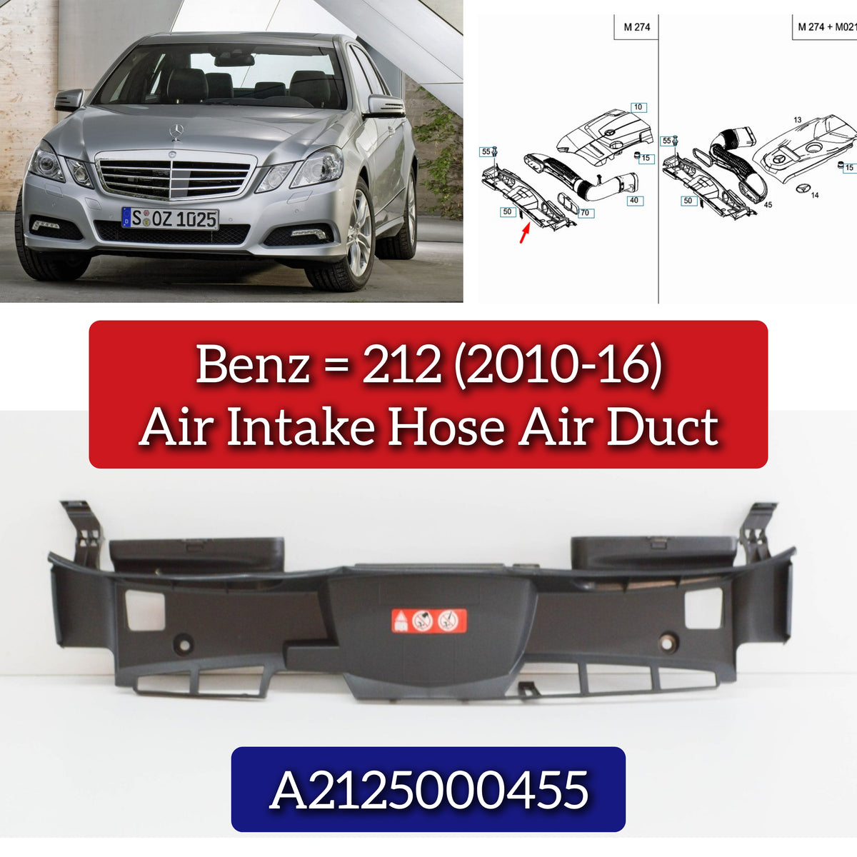 Air Intake Hose Air Duct 2125000455 Compatible With Mercedes Benz