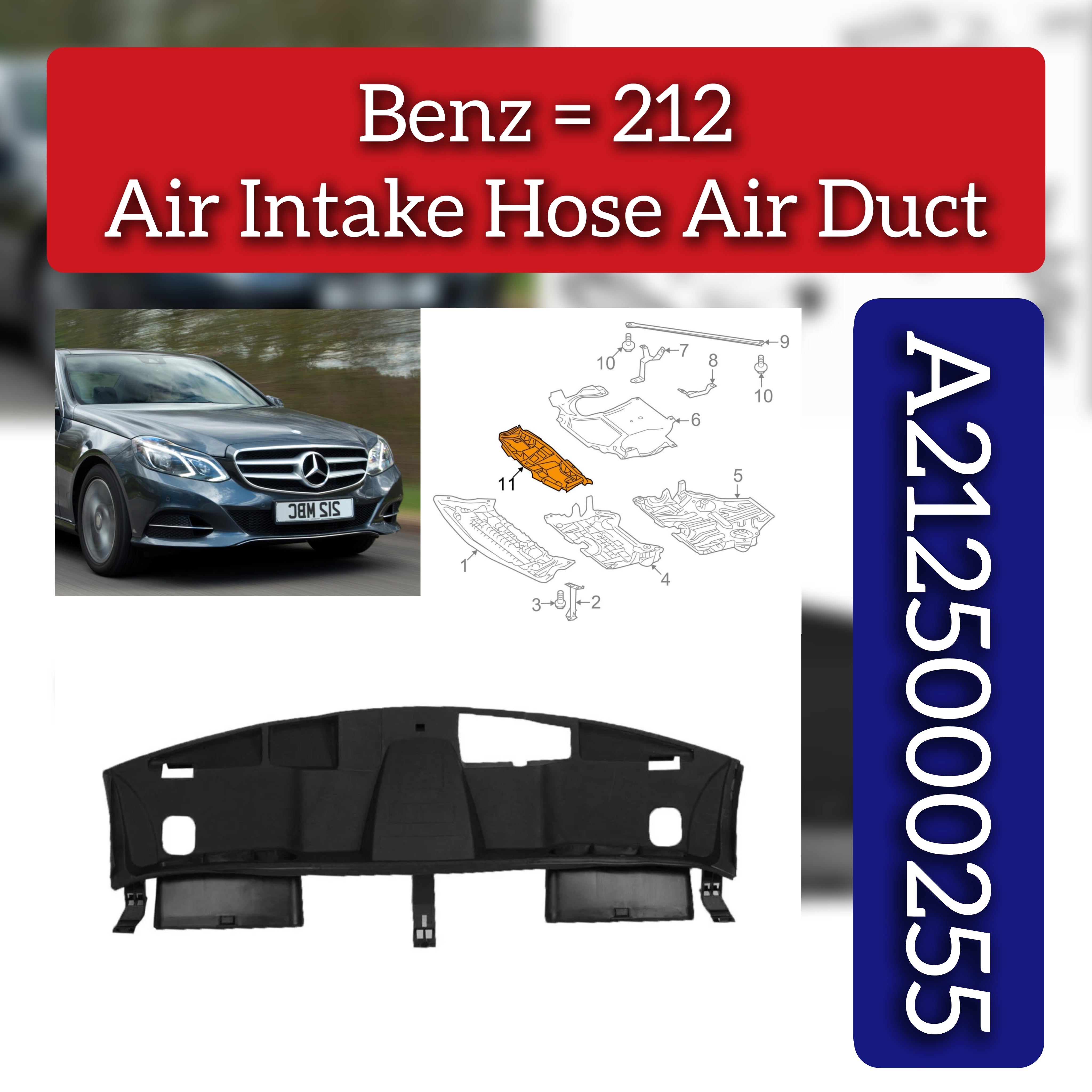 Air Intake Hose Air Duct 2125000255 A2125000255  Compatible With Mercedes Benz E-Class (W212) (2014-2016)