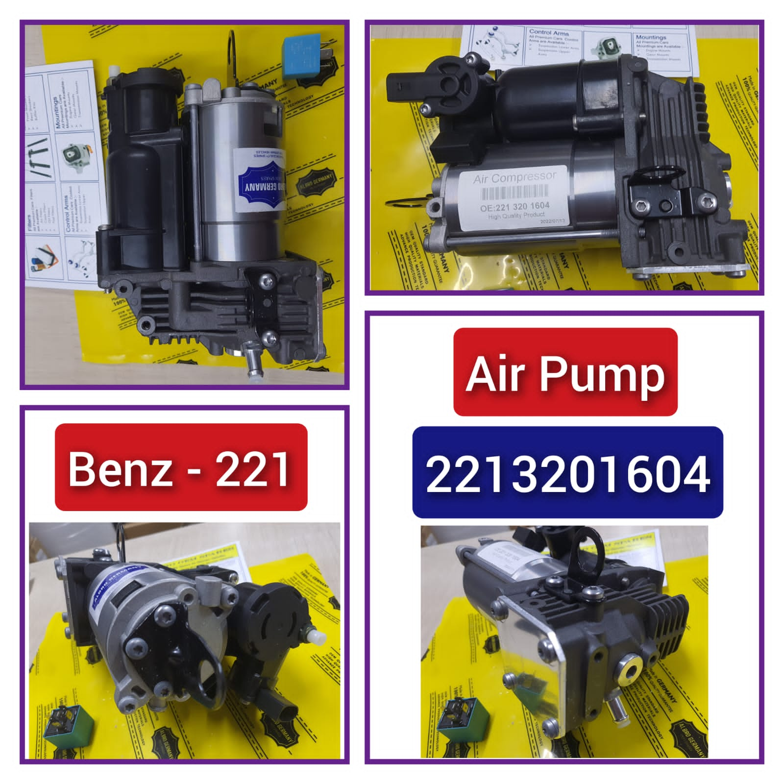 Air Suspension Compressor Pump 2213201604  Compatible With MERCEDES-BENZ S-CLASS W221, V221