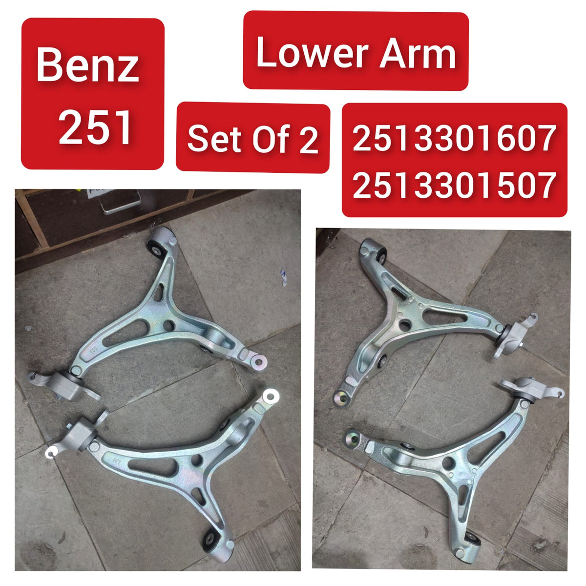 Front Lower Control Arm (Set Of 2) Left 2513301507 & Right 2513301607  Compatible with MERCEDES-BENZ R-CLASS (W251, V251)