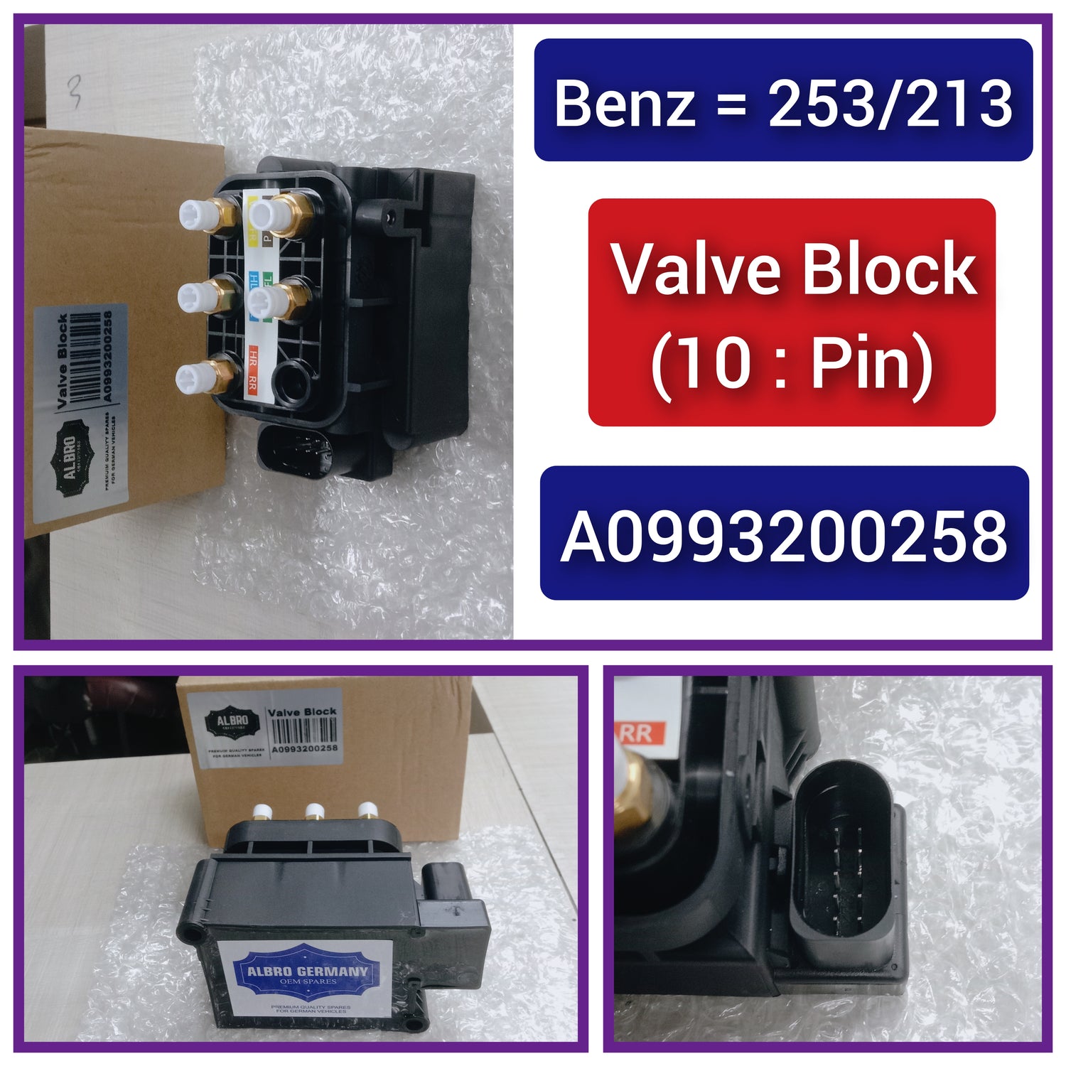 Air Suspension Solenoid Valve Block A0993200258 993200258 Compatible With MERCEDES-BENZ E-CLASS (W213) & GLC (X253) & GLC Coupe (C253)