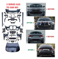 A To Z Compatible With Bmw 3 Series G20 G28 Lci 2023+ Upgrade Convert To G80 M3 M4 Narrow Body Kit Bumper Grill Fender Hood Side Skirts Grill Diffuser Exhaust Pipe Tip CC-9790 (Shipping Cost Not Included In Price)