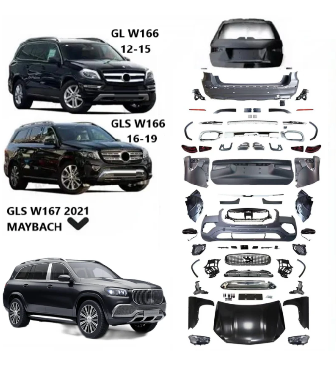 A To Z Compatible With Mercedes Gl Gls W166 X166 (2012-2016) Upgrade Facelift Convert To Gls W167 X167 2021 Maybach Kit Bumper Grill Headlight Taillight Trunnk Fender Body Kit CC-6277 (Shipping Cost Not Included In Price)