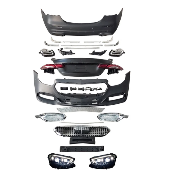 A To Z Compatible With Mercedes Benz E Class W213 (2016-2020) Το W213 Lci 2021+ Maybach Upgrade Facelift Conversion Body Kit Bumper Hood Headlight Taillight CC-6361 (Shipping Cost Not Included In Price)