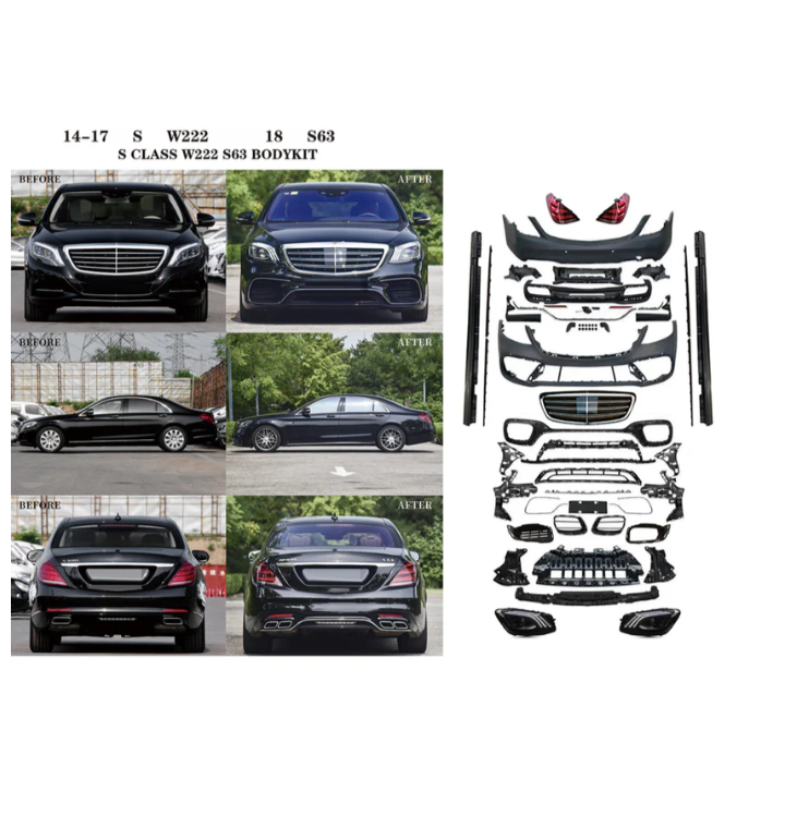 A To Z Compatible With Mercedes Benz S Class W222 (2014-2017) Το W222 Lci 2018+ Lci Amg S63 Upgrade Facelift Conversion Body Kit Bumper Headlight Taillight CC-6367 (Shipping Cost Not Included In Price)