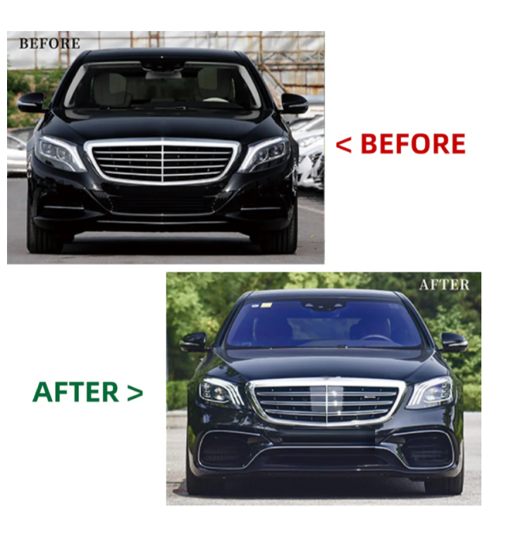 A To Z Compatible With Mercedes Benz S Class W222 (2014-2017) Το W222 Lci 2018+ Lci Amg S63 Upgrade Facelift Conversion Body Kit Bumper Headlight Taillight CC-6367 (Shipping Cost Not Included In Price)