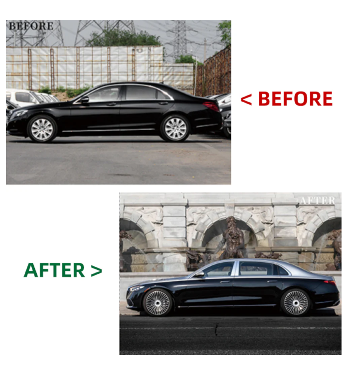 A To Z Compatible With Mercedes Benz S Class W222 (2016-2022) Upgraded Convert Facelift To S Class W223 2023+ Amg S63 Style Body Kit Bumper Headlight Taillight Hood Fender With Door CC-6615 (Shipping Cost Not Included In Price)