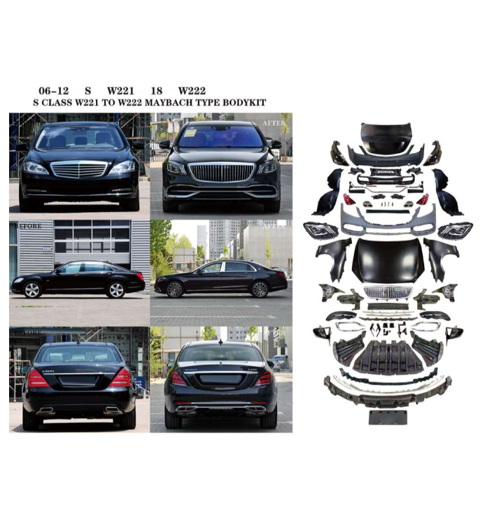 A To Z Compatible With Mercedes Benz S Class W221 (2006-2014) Το W222 Lci Maybach Upgrade Facelift Conversion Body Kit Bumper Hood Headlight Taillight CC-8545 (Shipping Cost Not Included In Price)