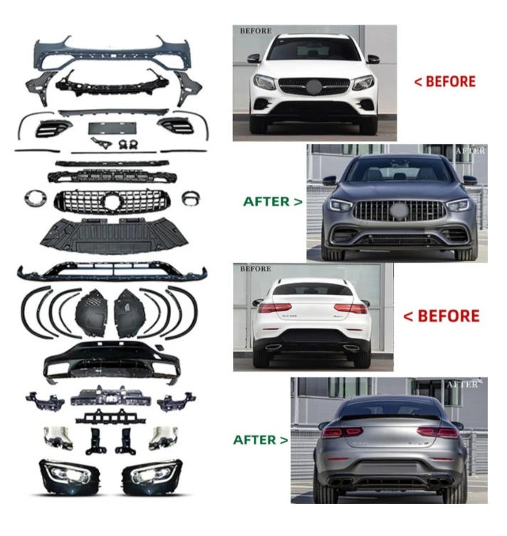 A To Z Compatible With Mercedes Benz Glc Coupe W253 X253 C253 (2016-2019) Upgrade Facelift Convert To 2025 Glc63 Coupe Amg Conversion Body Kit Bumper Headlight CC-9797 (Shipping Cost Not Included In Price)