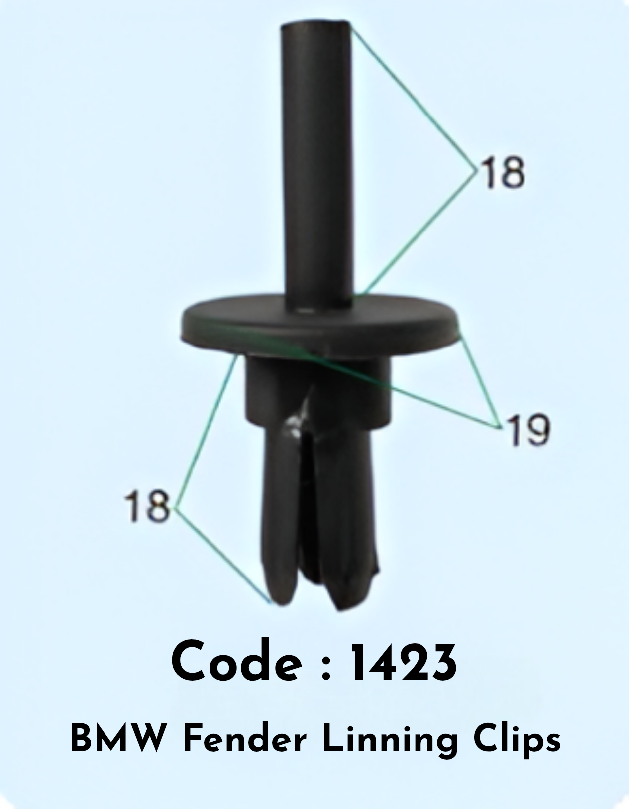Fender Linning Clips (Set of 10) Code:1423 Compatible With BMW