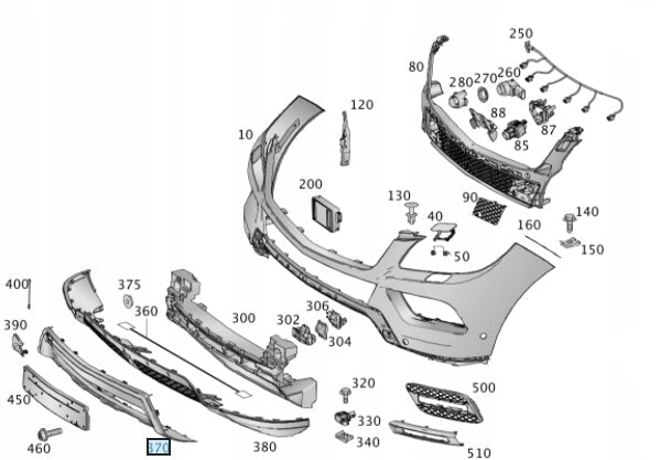 Front Bumper Chrome A1668857122 Compatible With MERCEDES BENZ MERCEDES-BENZ GLE (W166) & M-CLASS (W166) (2015-2019) Tag No.116