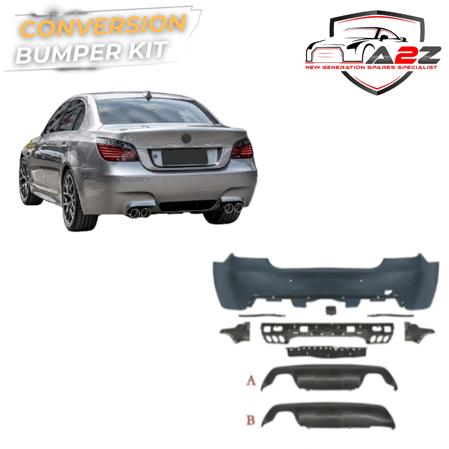Complete Conversion  Bumper Body Kit Compatible With BMW 5 Series E60 (2004-2010) To M Sport Mt M Tech Style Upgrade | Shipping Cost Not Included