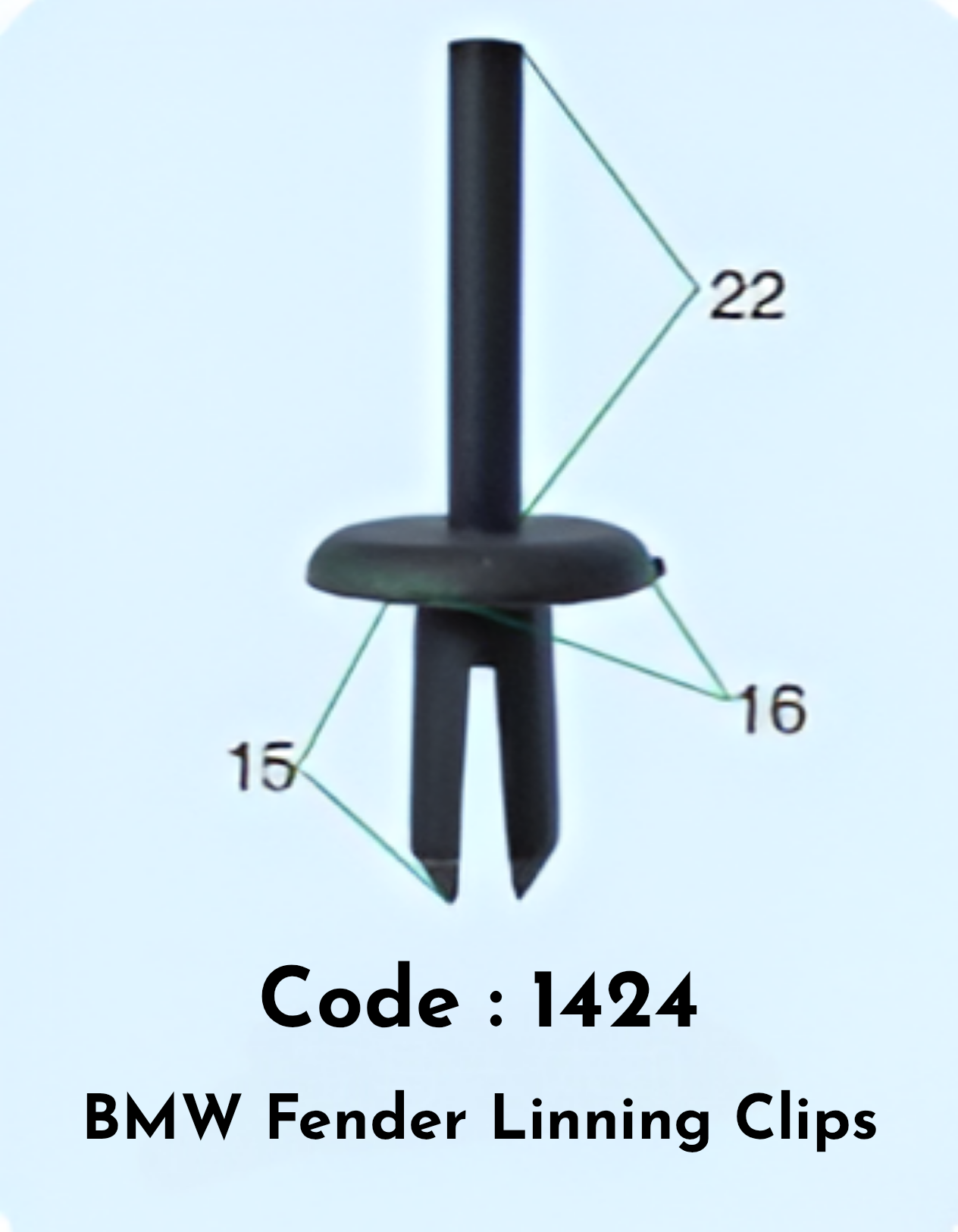 Fender Linning Clips (Set of 10) Code:1424 Compatible With BMW