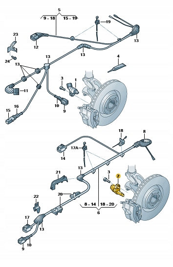 Front Right Wheel Speed Sensor 7H0927804 WHT003856 Compatible With AUDI Q3/Q7 (8UB, 8UG)