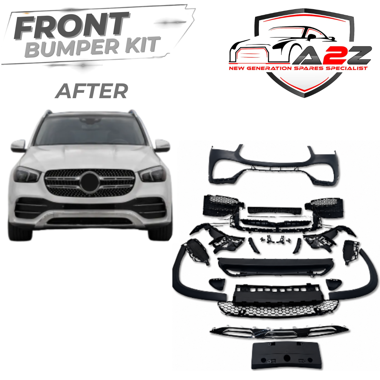 Front Bumper Kit Compatible With Mercedes Benz W167 GLE Upgrade To Mercedes Benz AMG (2020-2024) FBK.202 (Shipping Cost Not Included In Price)