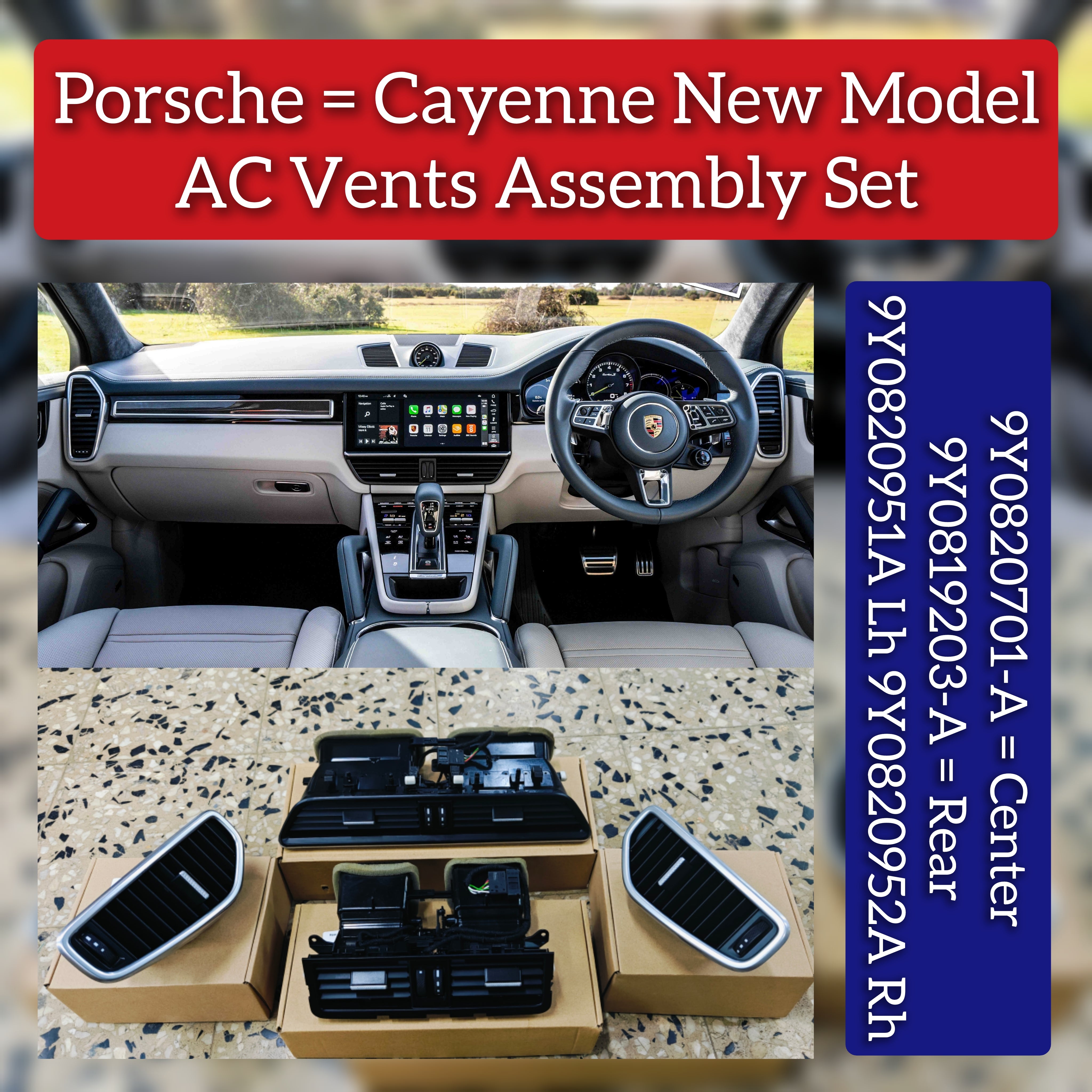 Ac Vent Grille Front Left 9Y0820951 & Right 9Y0820952 & Center 9Y0820701 & Rear 9Y0819203 Compatible With Porsche Boxster Cayenne 987