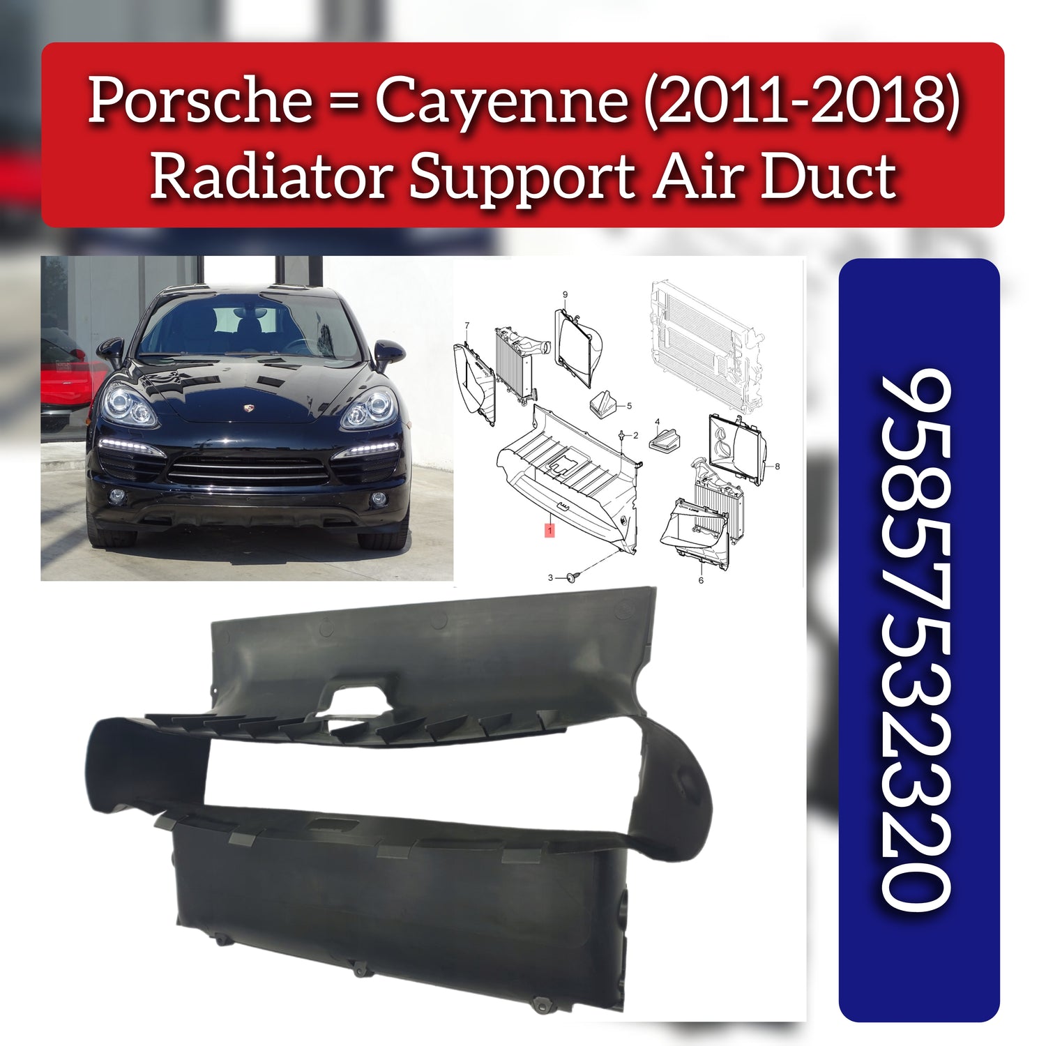 Front Center Air Duct 95857532320 Compatible With Porsche Cayenne (2011-2014)