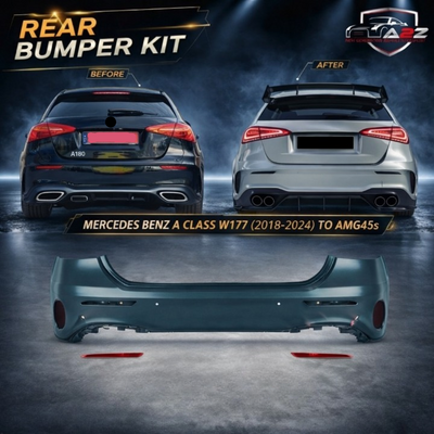 Rear Bumper Kit Compatible With Mercedes Benz A Class W177 (2018-2024) Upgrade To Mercedes AMG 45S (Shipping Cost Not Included In Price)