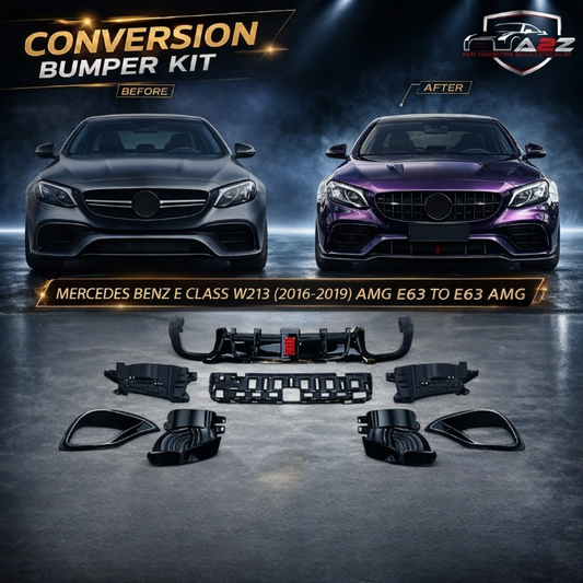 A To Z Compatible With Mercedes Benz E Class W213 (2016-2019) Amg E63 Car Upgrade To E63 Amg Brabus Bbs Body Kit Front After Lip Diffuser Exhaust Tips Fog Gril Cover CC-8914 (Shipping Cost Not Included In Price)