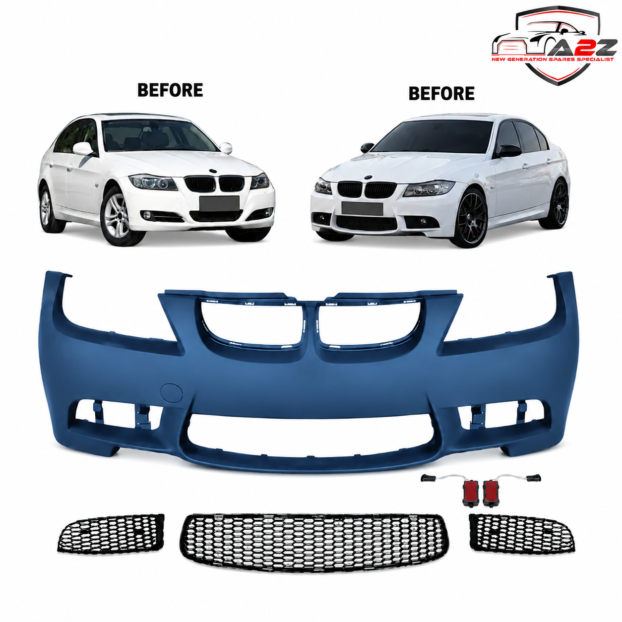 Front Bumper Body Kit Compatible With BMW 3 Series E90 ( 2005-2008 ) To M Sport M3 Upgrade |(Shipping Cost Not Included In Price)
