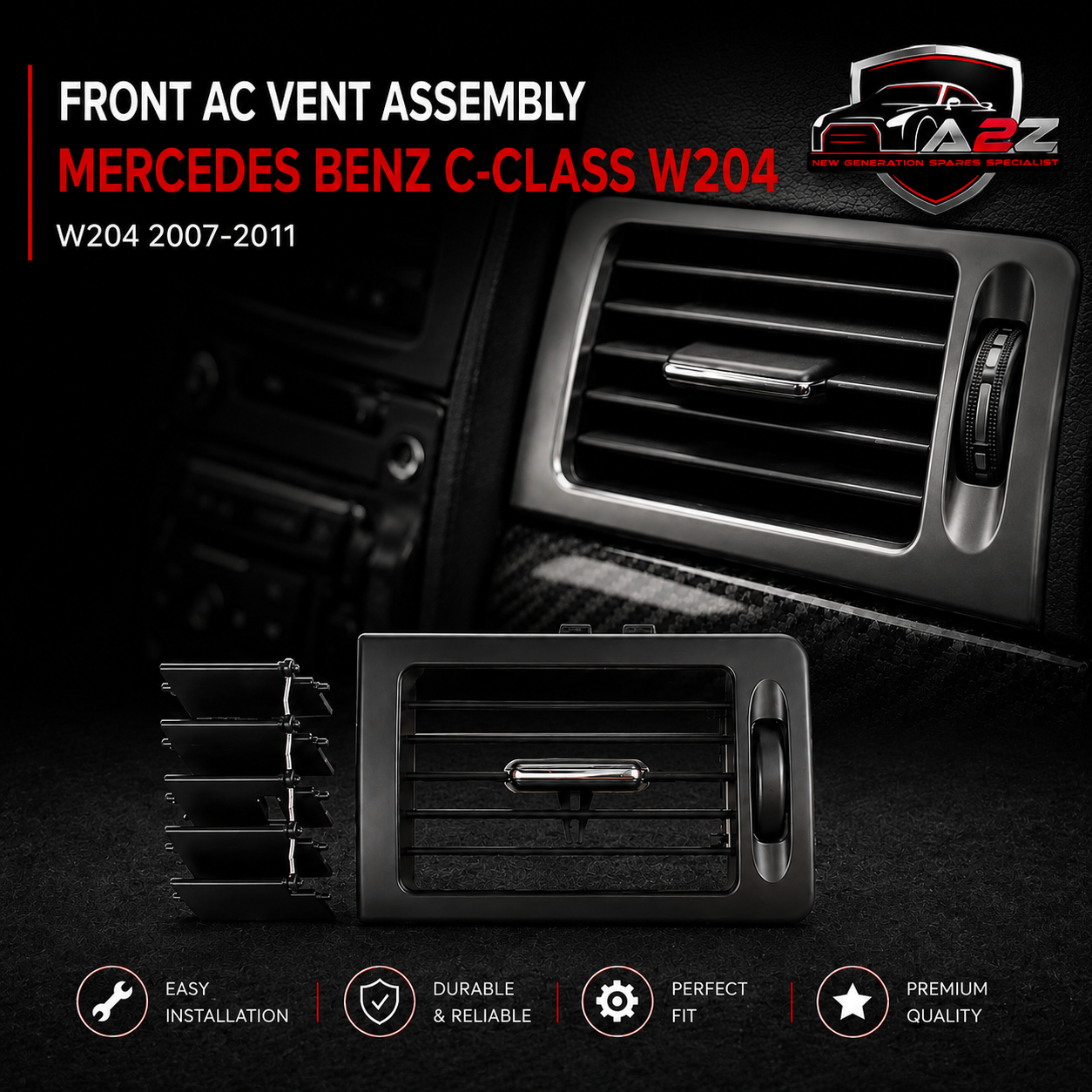 Ac Vent Grille Left 2048301354-9116 2048301354-8465 & Right  2048301454-9116  2048301454-8465 Compatible With MERCEDES BENZ C-CLASS W204 2007-2011