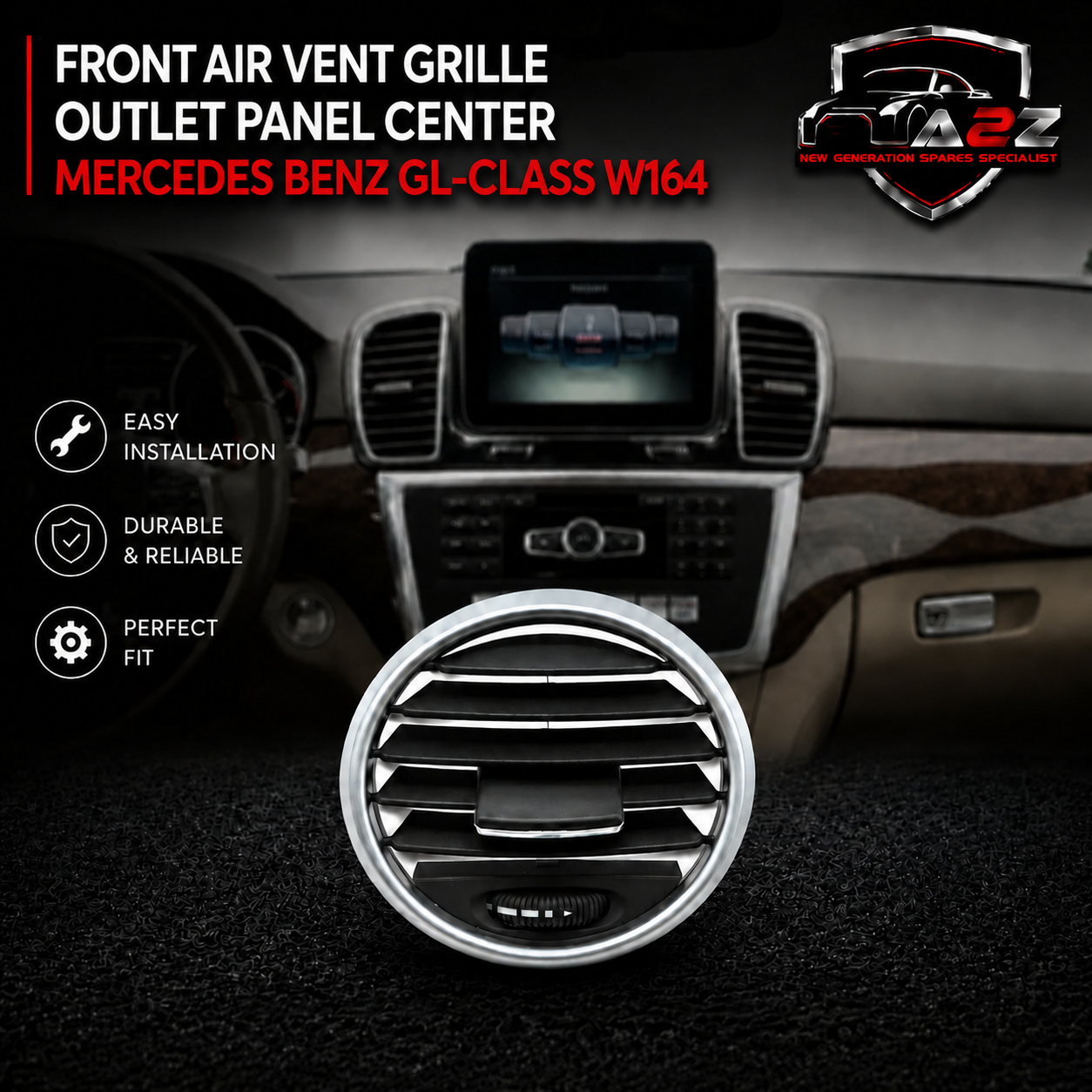 Front Air Vent Grille Outlet Panel Center 1648302154 Left & Right (Set) Compatible With MERCEDES BENZ GL-CLASS W164