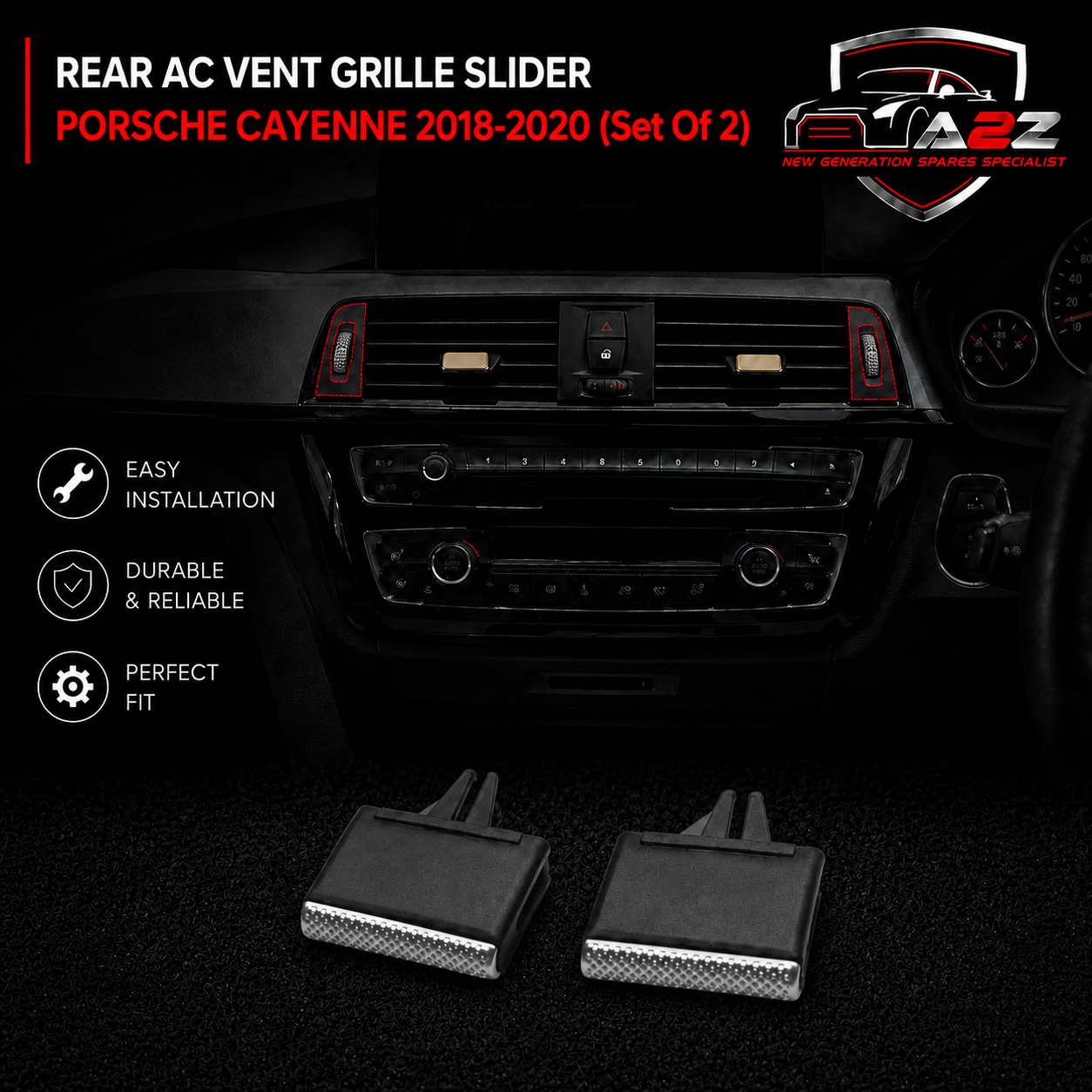Rear Air Conditioner Back Ac Vent Grille Outlet Tab Clip Slider Repair Kit 9Y0819203B Compatible With PORSCHE CAYENNE 2018-2020 (Set Of 2)