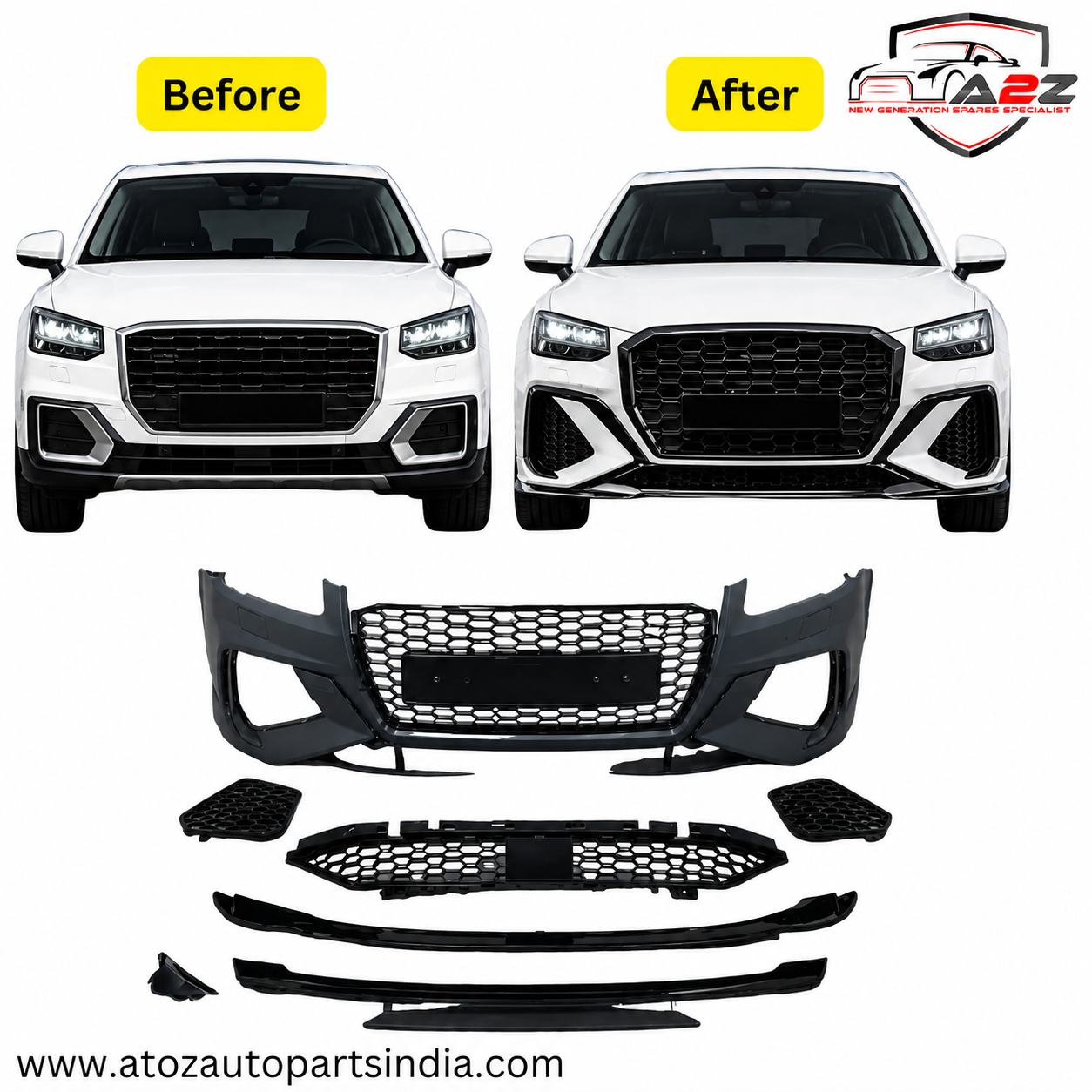 Front Bumper Kit Compatible With Audi Q2 {2020-2023}  Hatchback Kit FBK.7