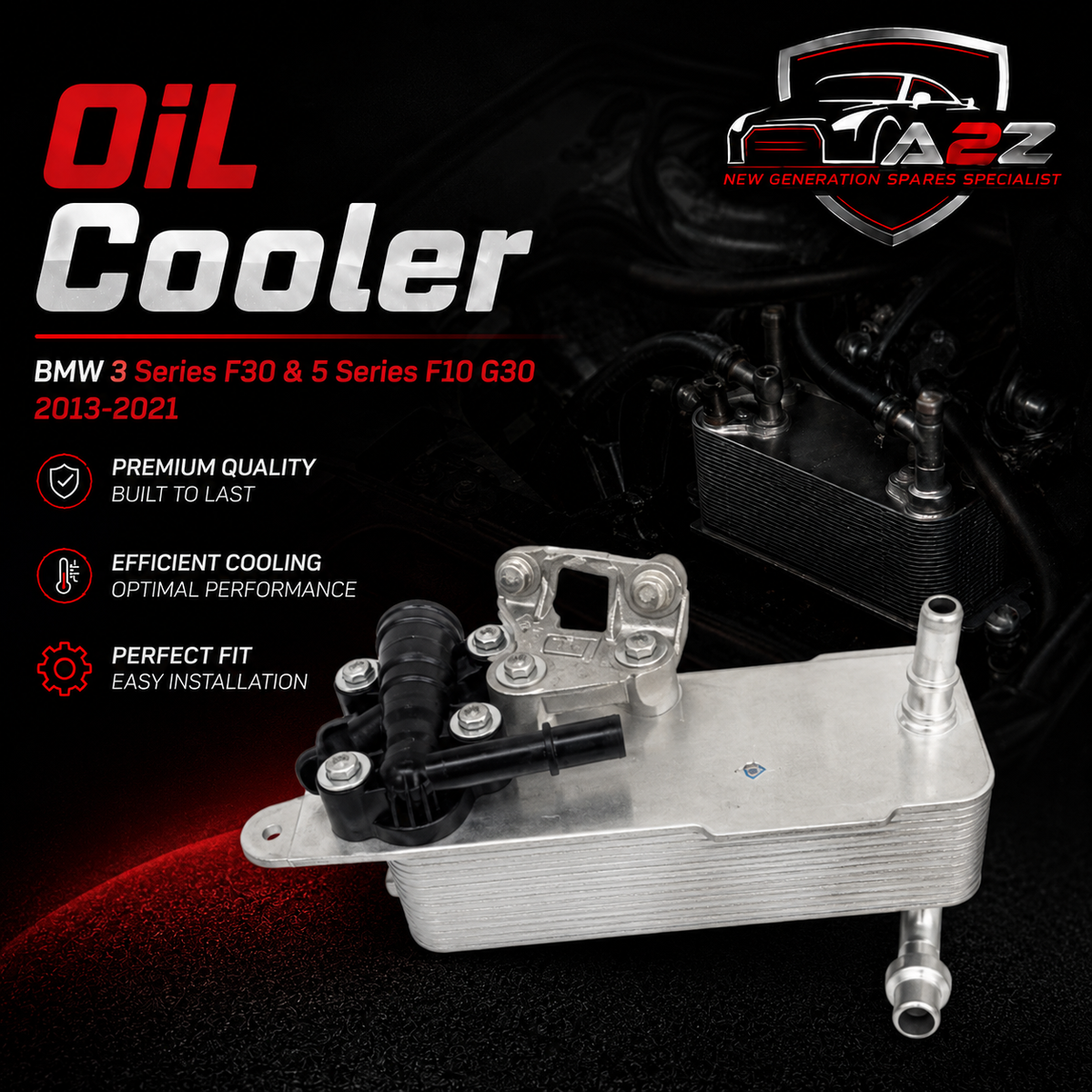 Oil Cooler 17218514515 for 2013-2021 BMW 3 Series F30 & 5 Series F10 G30 Tag-O-96