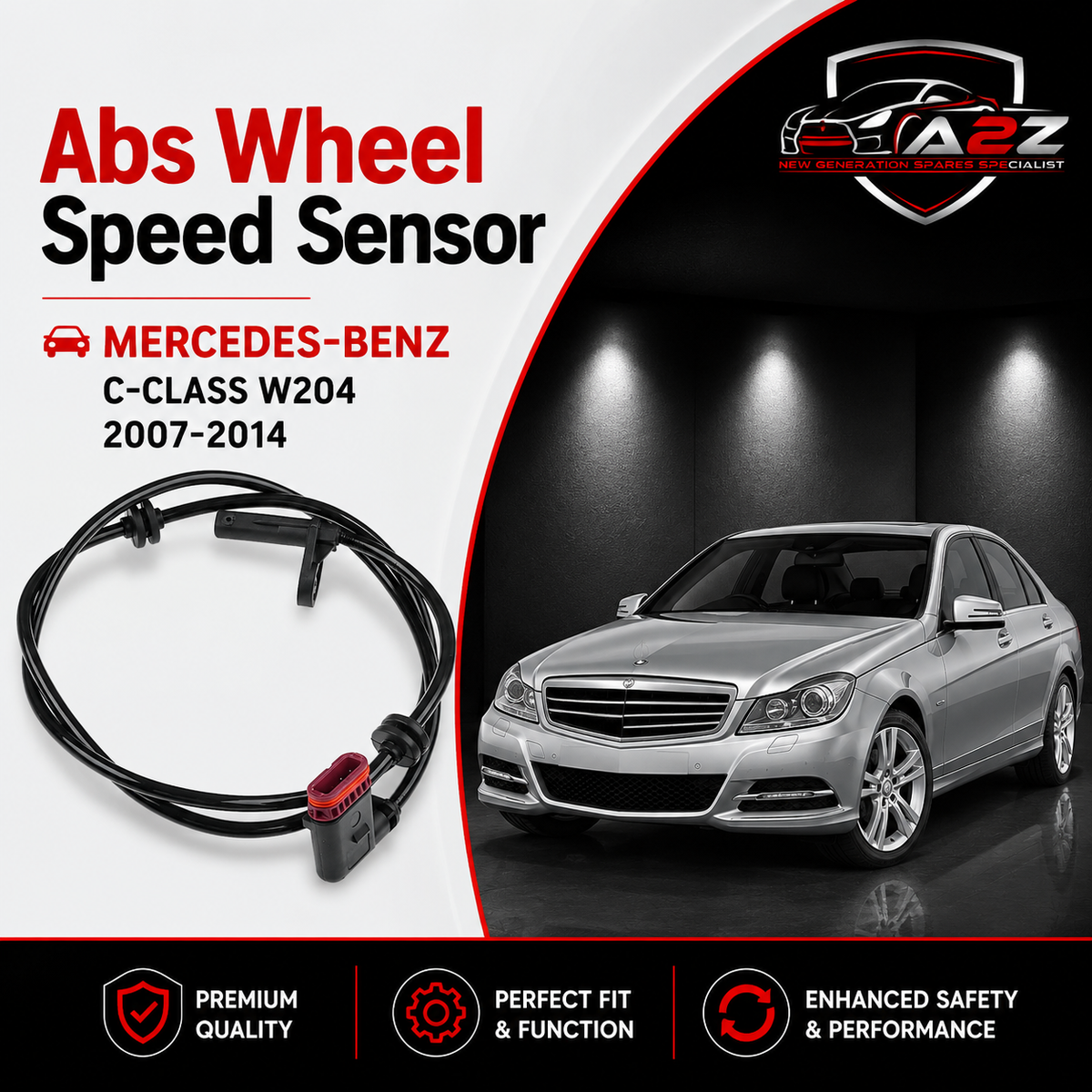 Abs Wheel Speed Sensor 2049050100 A2049050100 A2045400317 A2045400317 Compatible With Mercedes C Class W204 2007-2014 Abs Wheel Speed Sensor Rear