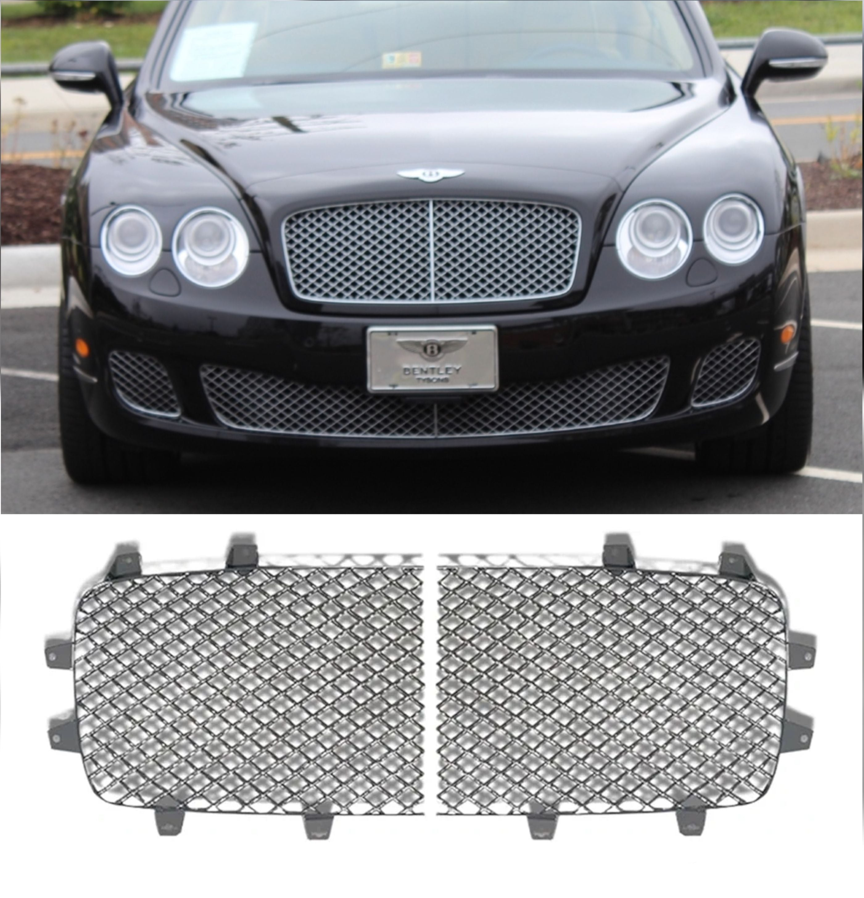 Silver Show Grill Set Left 3W0853683 & Right 3W0853684 Compatible With Bentley Flying Spur (2009-2012) Tag No.1