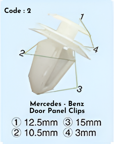 Door Panel Clips (Set of 10) Code:02 Compatible With Mercedes Benz
