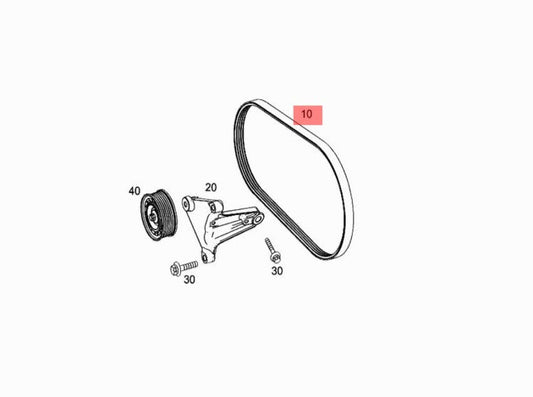 Multi Rib Belt Kit 6PK1075K1 Compatible With MERCEDES-BENZ C-CLASS (W205), C-CLASS Convertible (A205), E-CLASS (W213) (CONTINENTAL)
