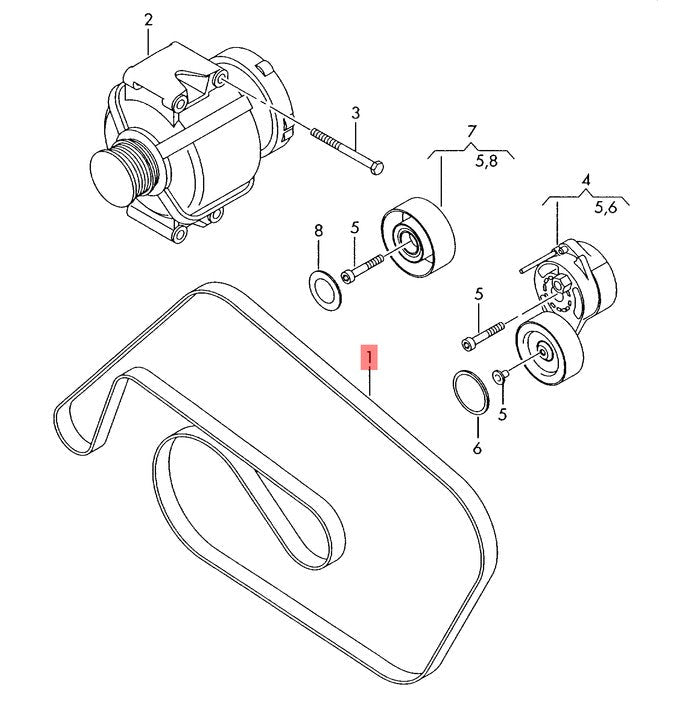 Belt 6PK2415 Compatible With AUDI A4 B8 (8K2) | A4 / S4 & A6 C6 (4F2) | A6 / S6 & A7 Sportback (4GA, 4GF) | A7 / S7  & Q5 (8RB)  Tag-BEL-19