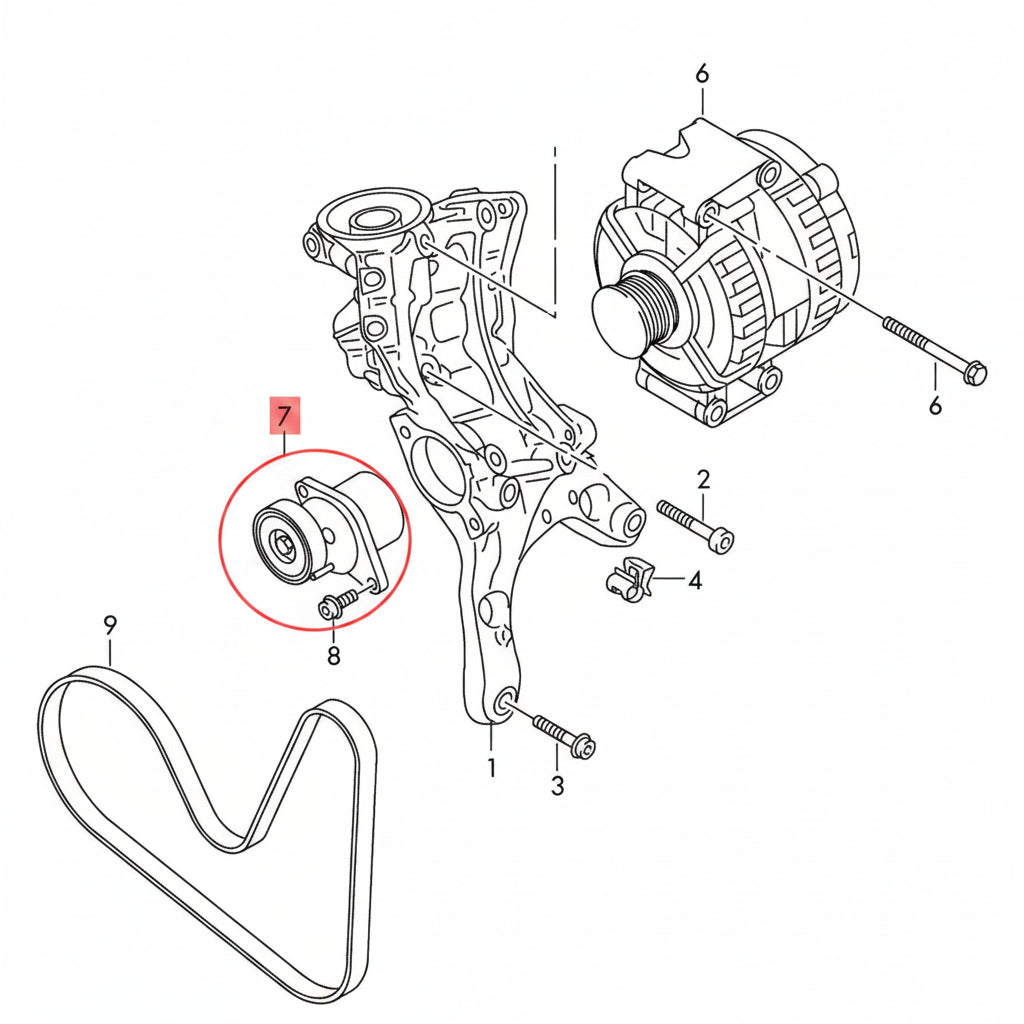 Belt Tensioner With Pulley 06L903133D 06K903133A 06K903133G 06K903133L Compatible With AUDI SKODA A4 A6