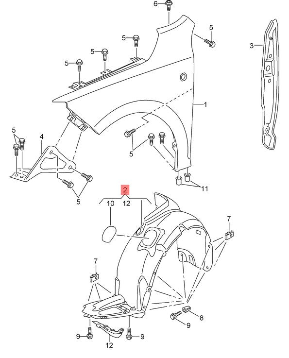 Front Right Inner Fender 5JA809958 Compatible With Skoda RAPID (2013-15)
