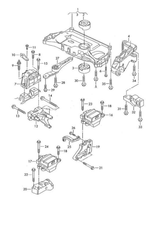 Rear Engine Mount 1K0199855AL Compatible With AUDI Q3 & SKODA OCTAVIA II 1Z3