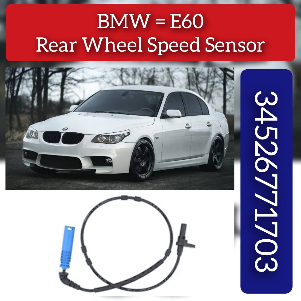 Rear Left/Right ABS Wheel Speed Sensor 34526760046 34526771703 Compatible With BMW 5 Series E60 & 6 Series E63 E64