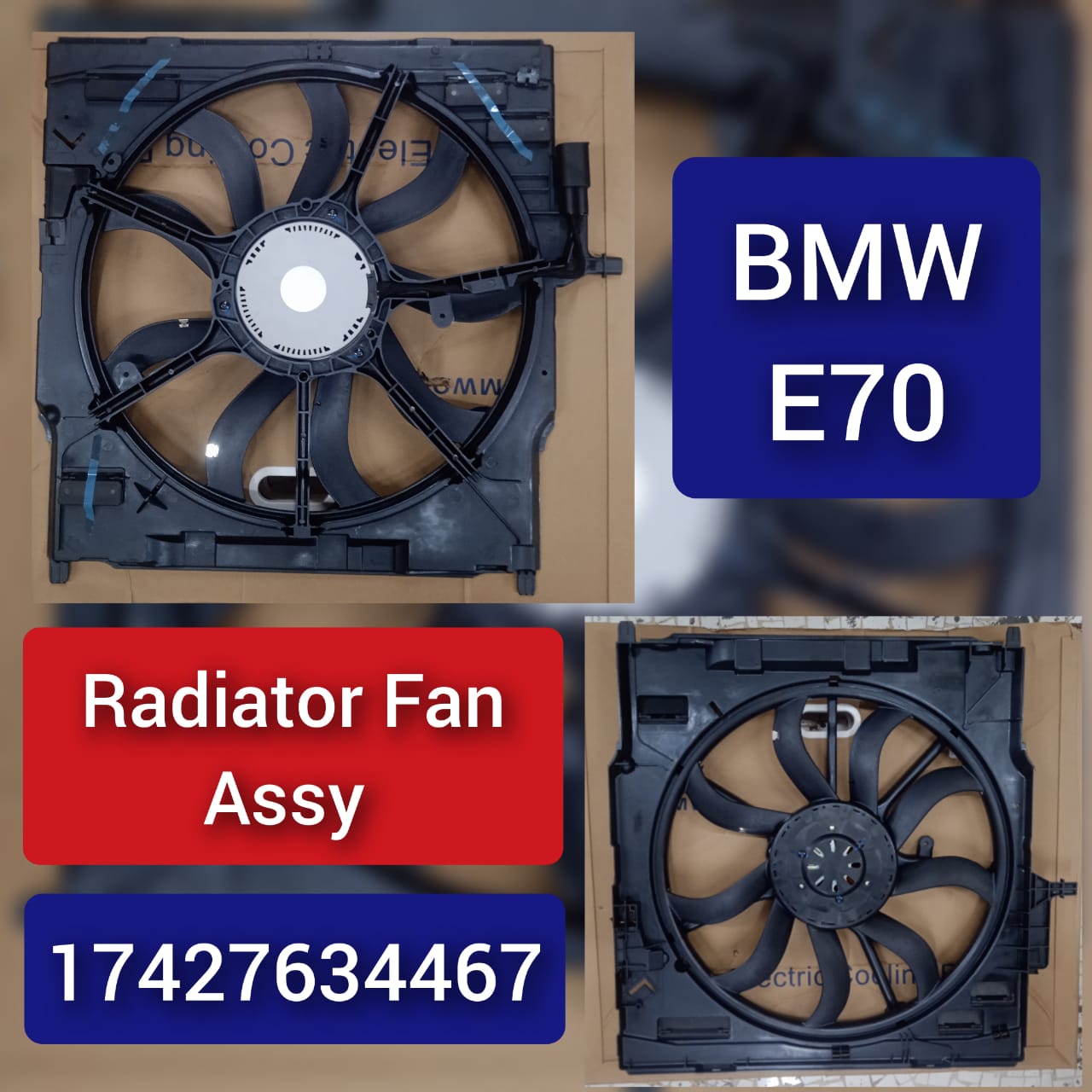 Engine Radiator Cooling Fan Assembly 17427634467 Compatible With  BMW X5 (E70) & X6 (E71, E72)