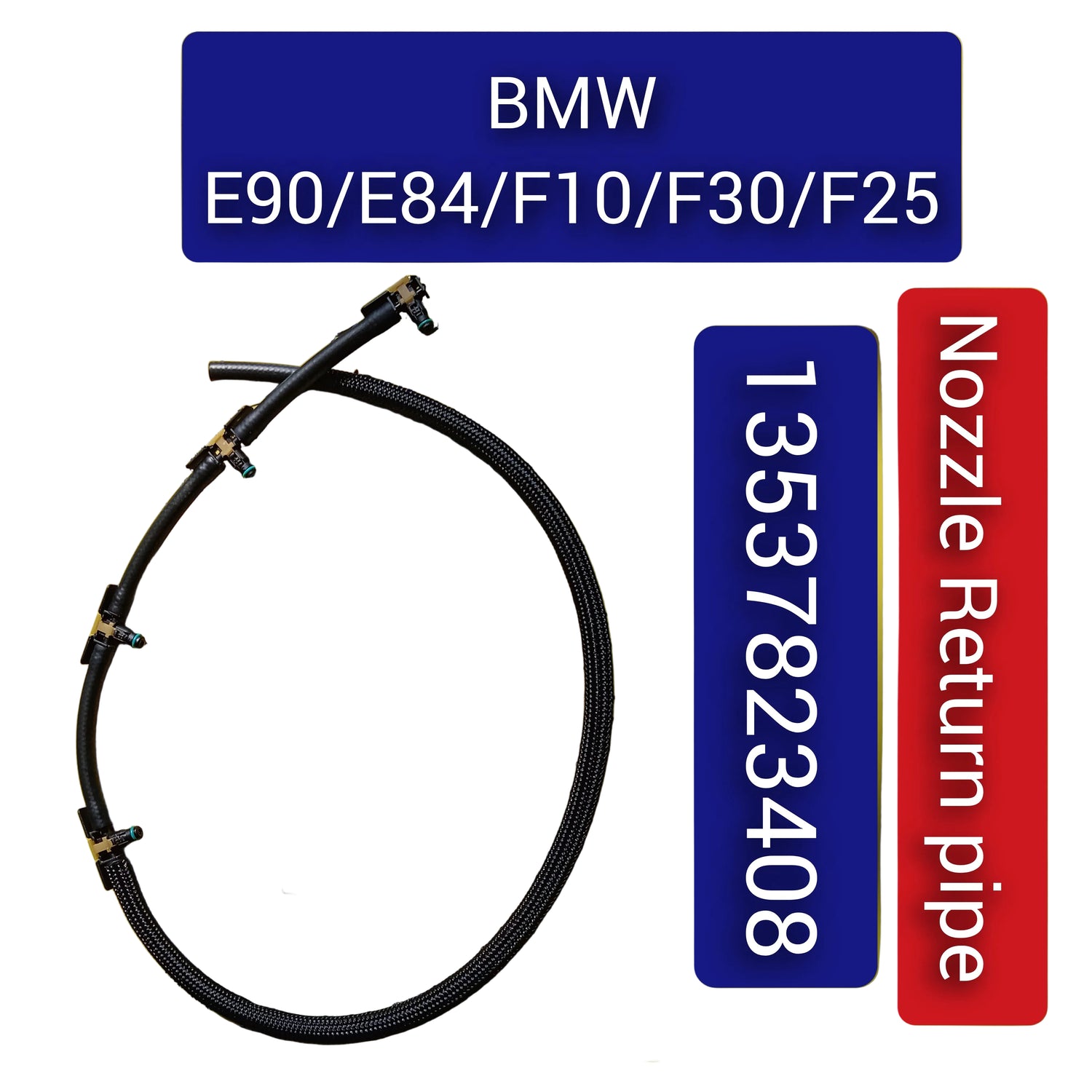 Fuel Injector Return Line Pipe 13537823408 7823408 Compatible With BMW 3 Series (E90) & 3 Series (F30, F80) & 3 Gran Turismo (F34) & 5 Series (F10) & X1 (E84) & X3 (F25)