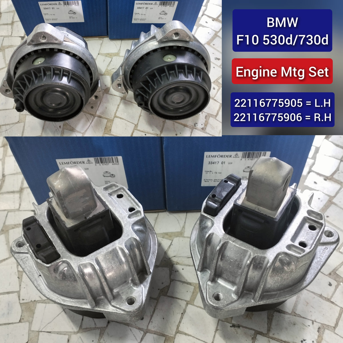 Engine Mounting Left 22116775905 Right 22116775906 Compatible With BMW 5-Series F07  F10 & F11